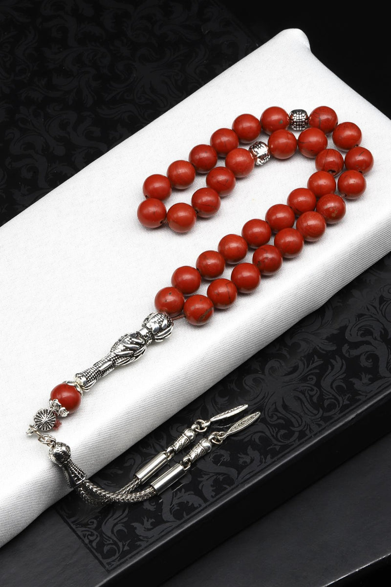 Laboratory Certified Red Jasper Natural Gemstone Prayer Beads 8 mm