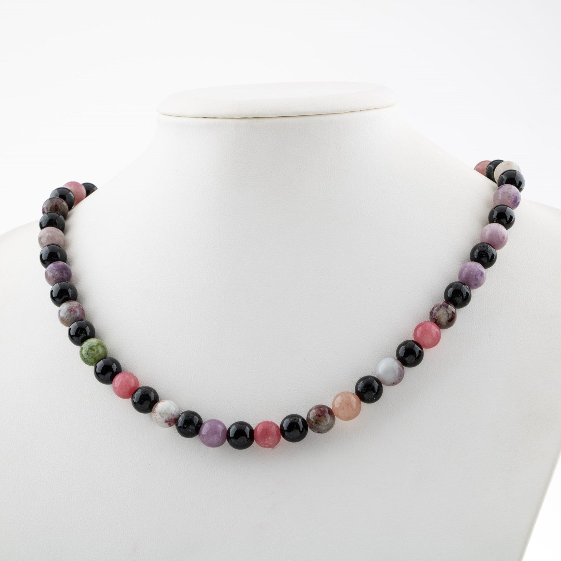 Laboratory Certified Multicolor Tourmaline 8 mm Natural Stone Necklace
