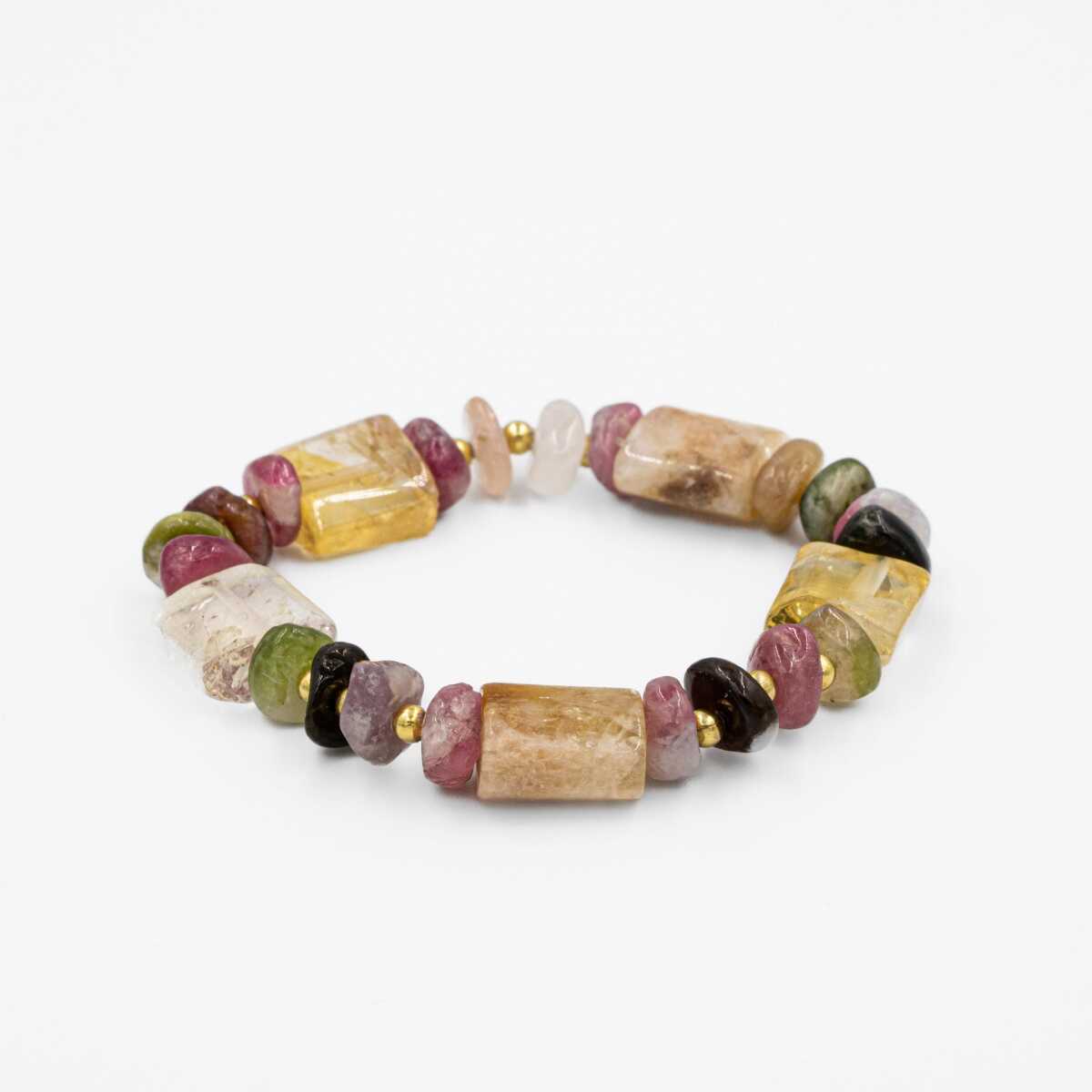 Laboratory Certified Multicolor Tourmaline & Citrine Natural Stone Bracelet