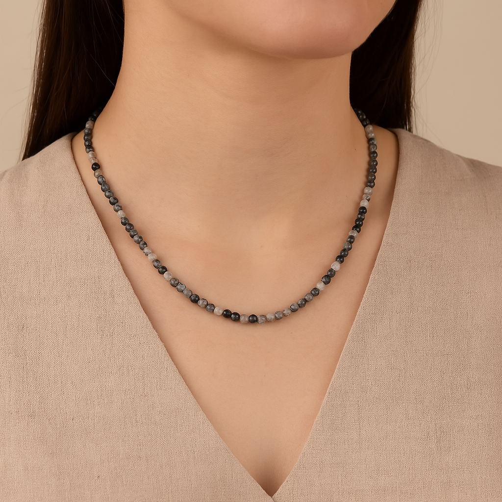 Laboratory Certified Rutilated Quartz Natural Stone Necklace 3 mm