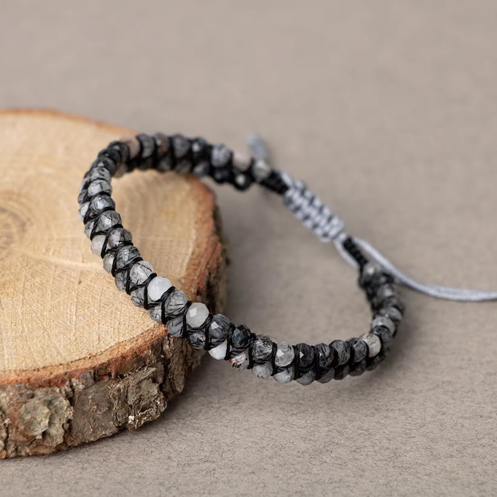 Laboratory Certified Rutilated Quartz Faceted 3–4 mm Double Strand Natural Stone Bracelet