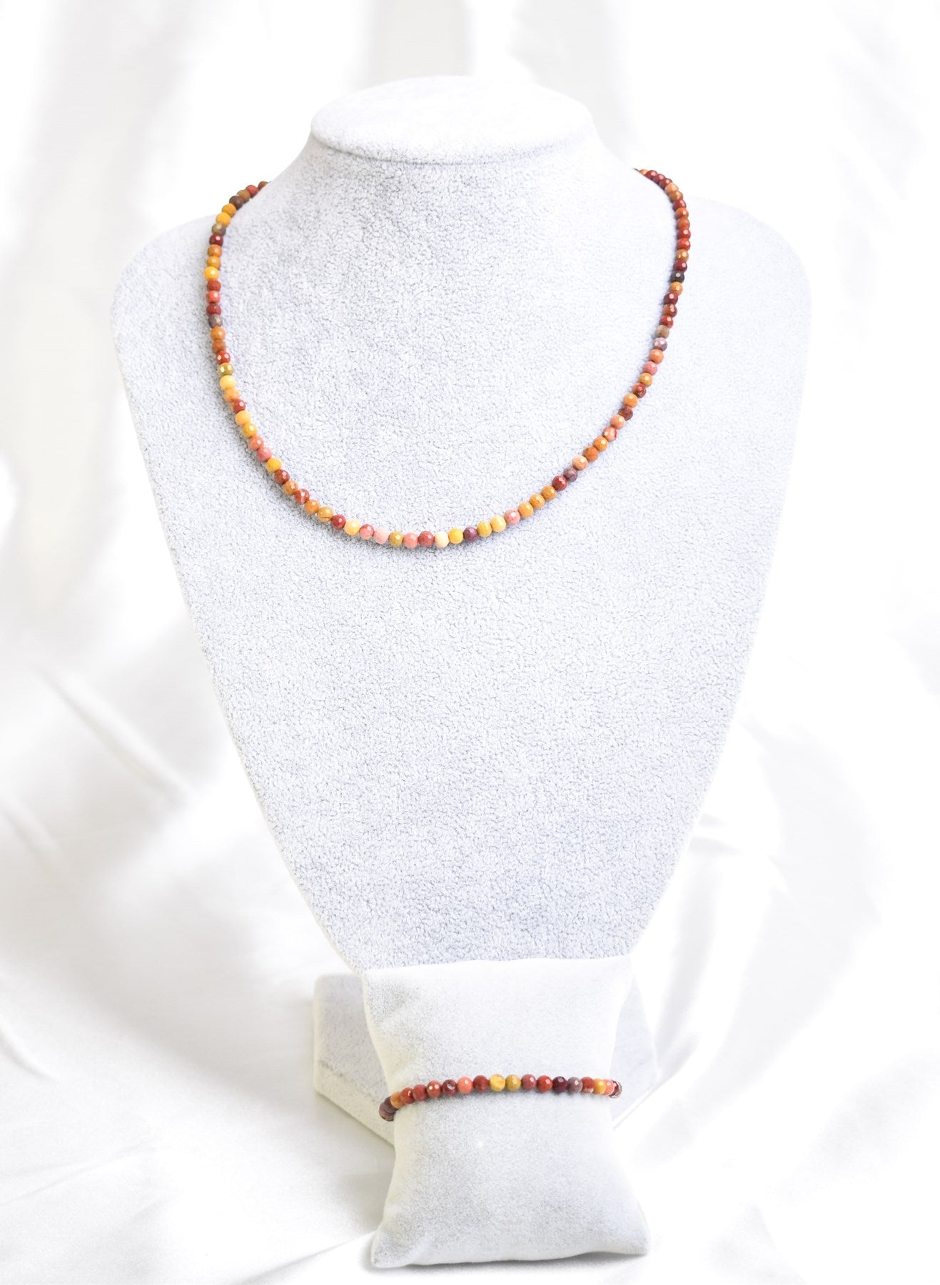 Laboratory Certified Yellow Jasper Natural Stone Necklace & Bracelet Set 3–4 mm