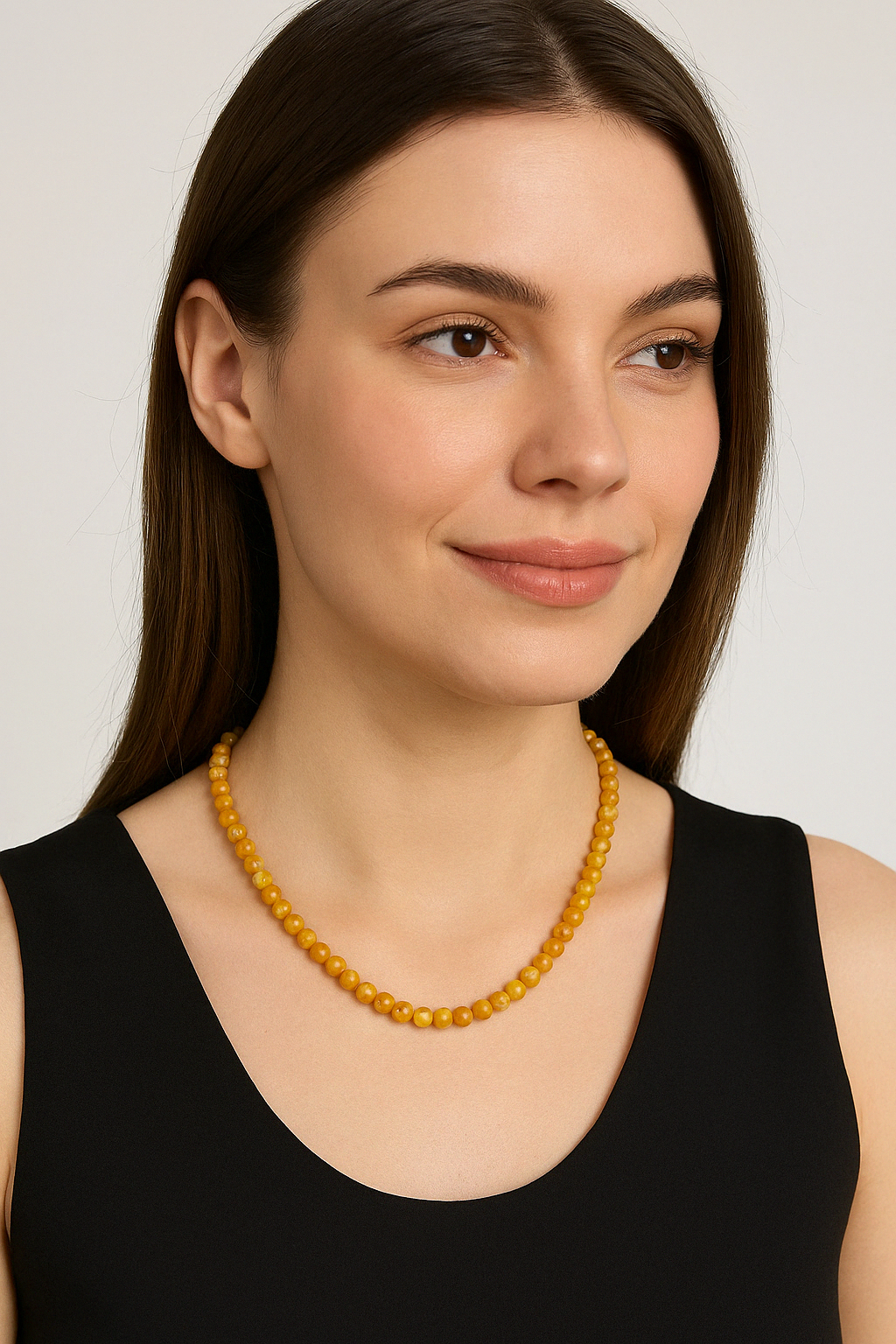 Laboratory Certified Yellow Tiger’s Eye 6 mm Natural Stone Necklace