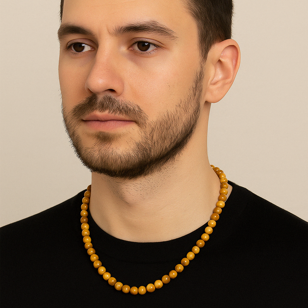 Laboratory Certified Yellow Tiger’s Eye 8 mm Natural Stone Necklace