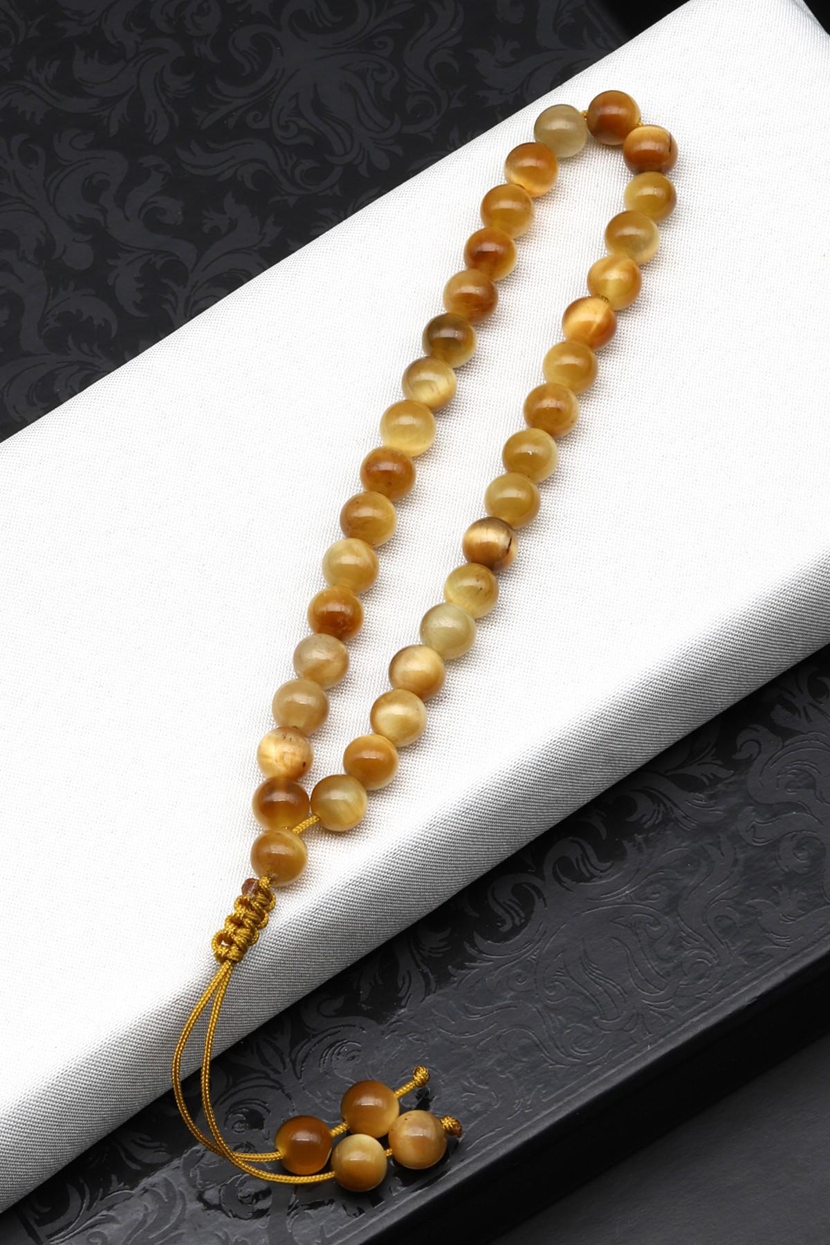 Laboratory Certified Yellow Tiger’s Eye Natural Stone Bracelet & Prayer Beads 6 mm