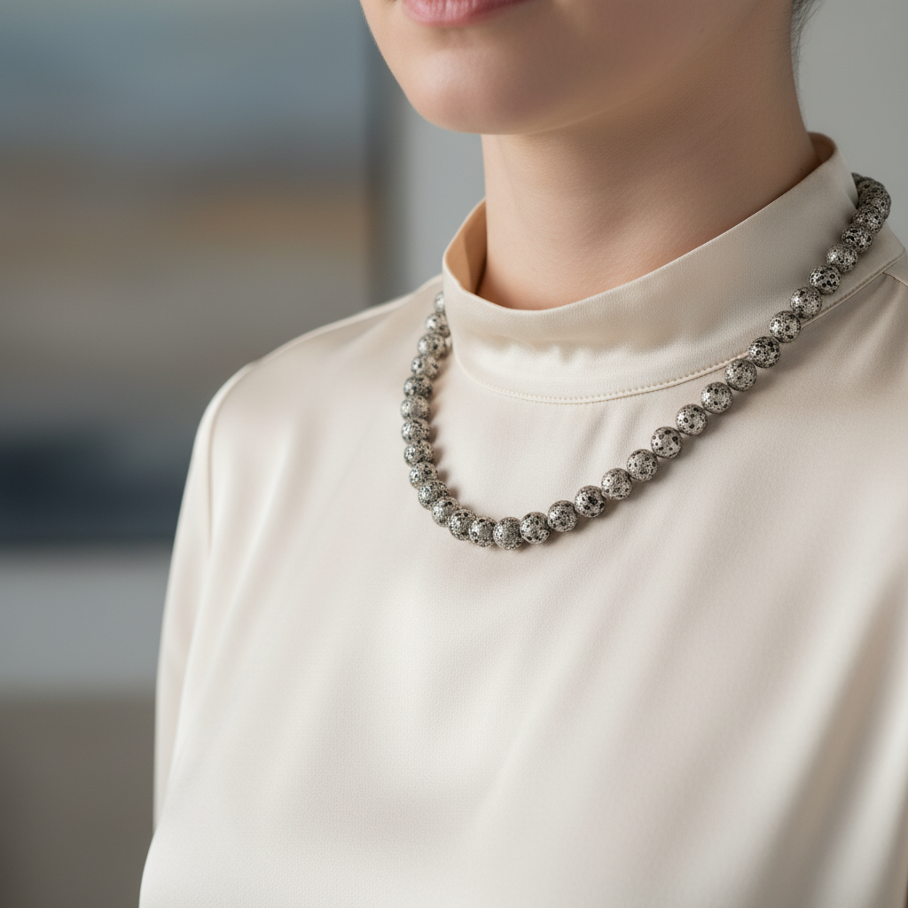 Laboratory Certified Yellow Lava Stone 8 mm Knotted Natural Stone Necklace