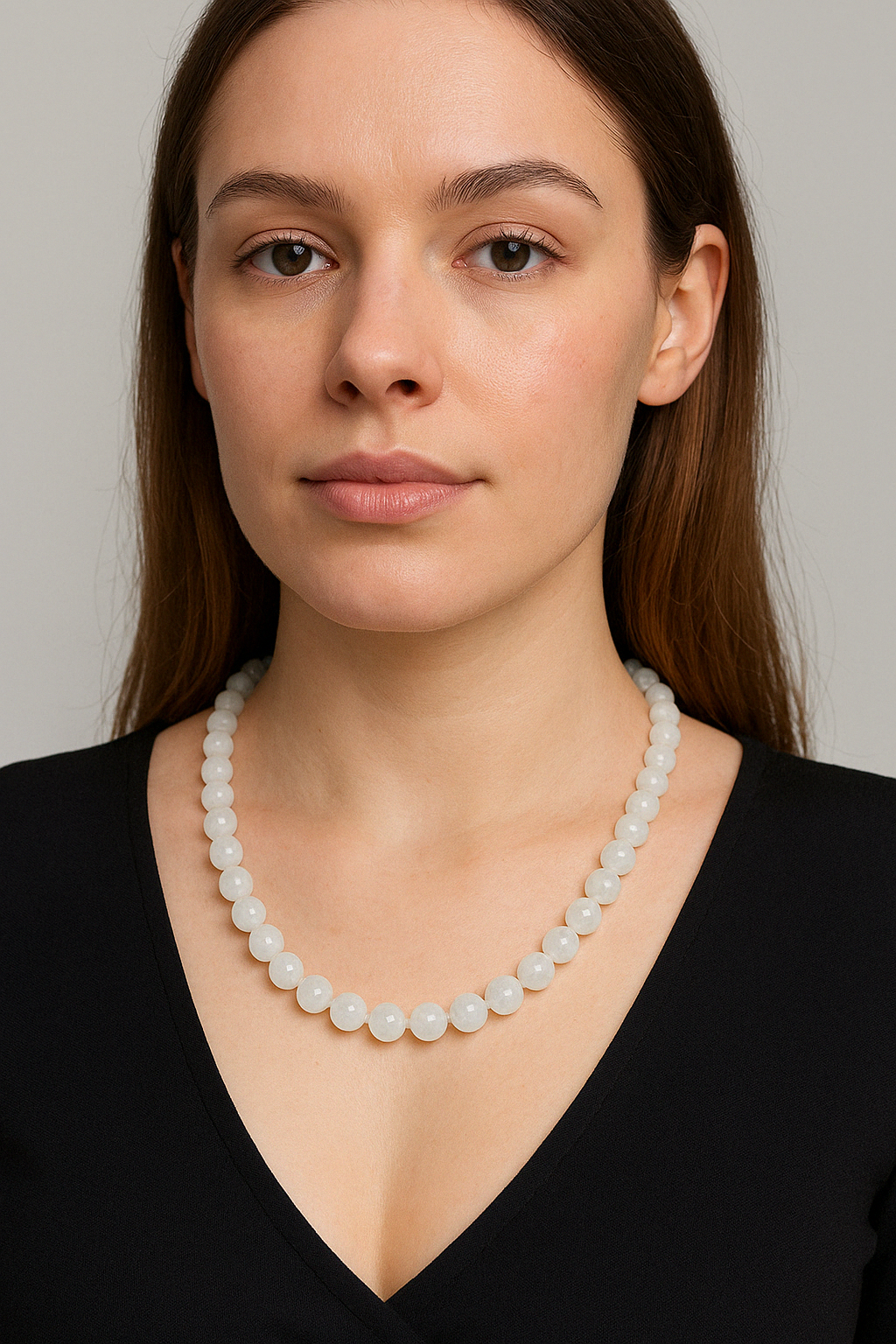 Laboratory Certified Selenite 8 mm Strung Natural Stone Necklace