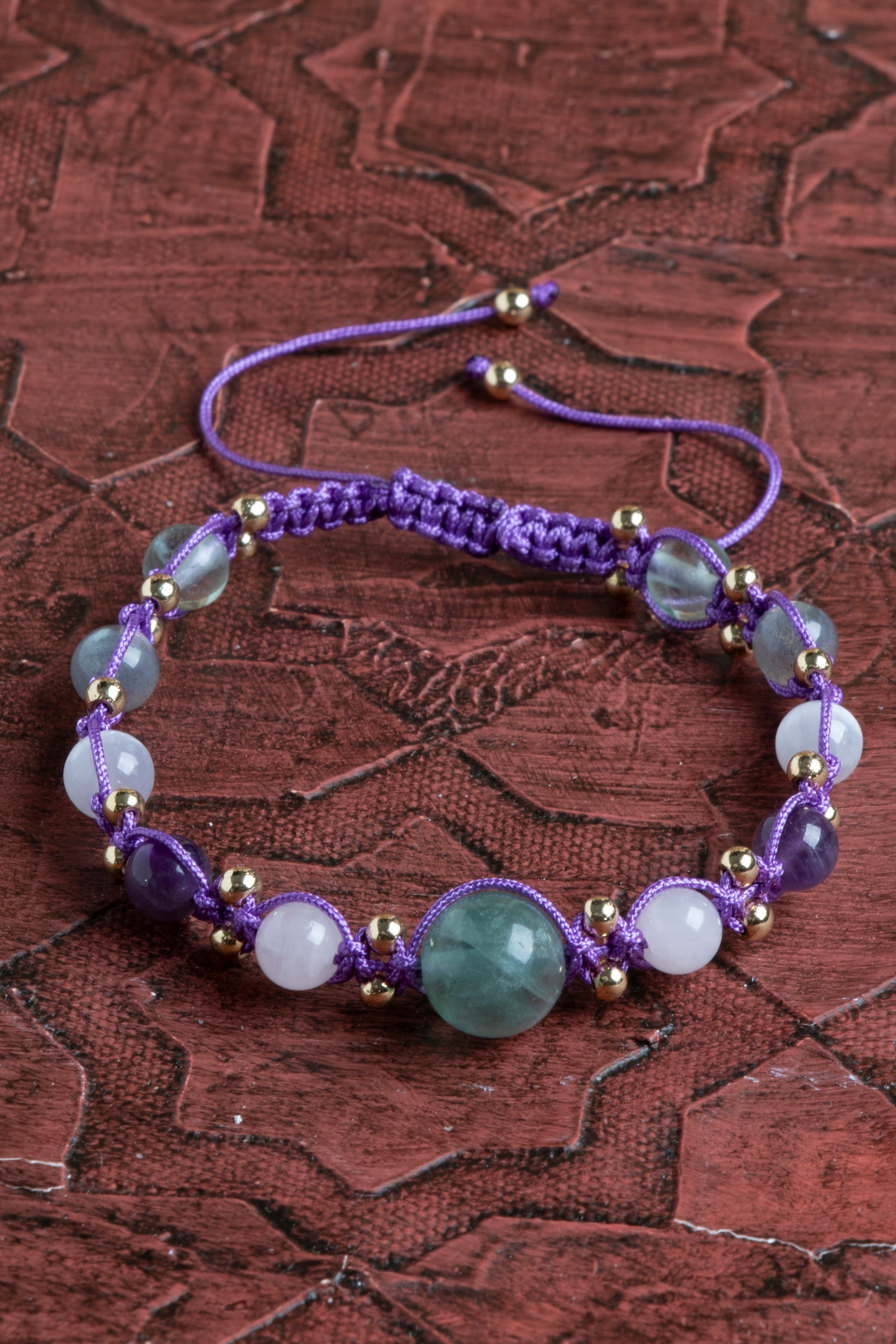 Laboratory Certified Selenite, Labradorite & Amethyst Natural Stone Bracelet