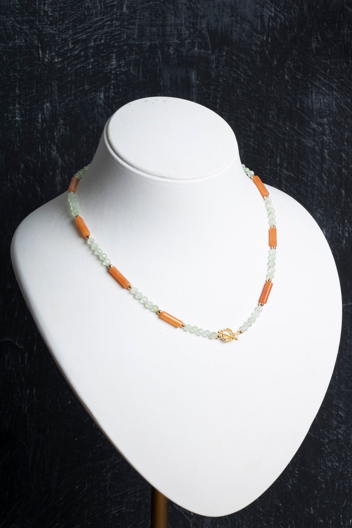 Sertifikalı Akuamarin, Turuncu Aventurin Gümüş Kapama Doğal Taş Kolye