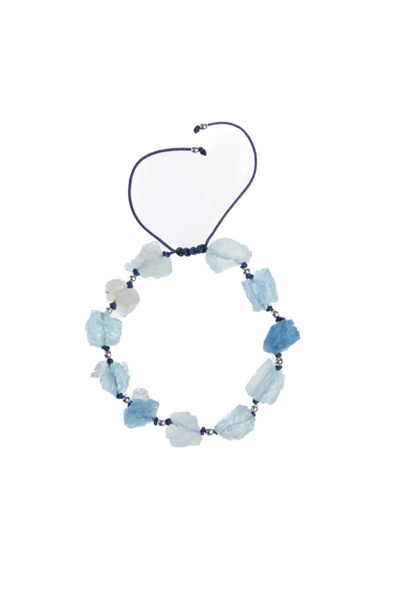 Laboratory Certified Aquamarine Natural Stone Macramé Bracelet