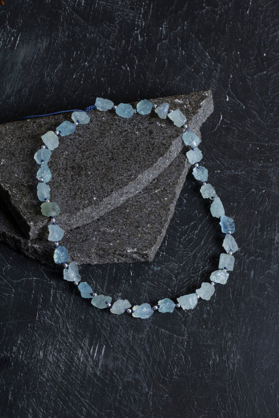 Laboratory Certified Aquamarine Natural Stone Macramé Necklace