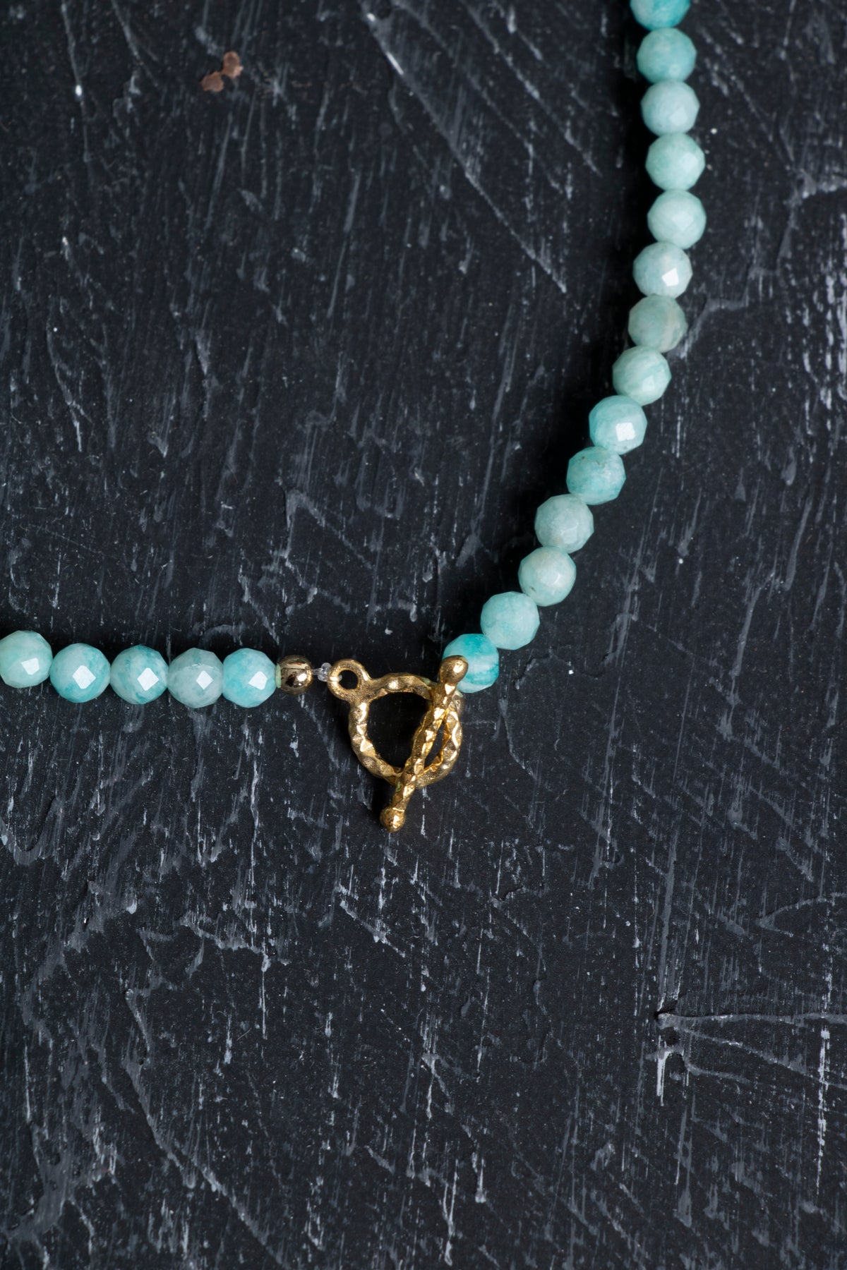 Sertifikalı Amazonit Fasetli Altın Kaplama Doğal Taş Kolye