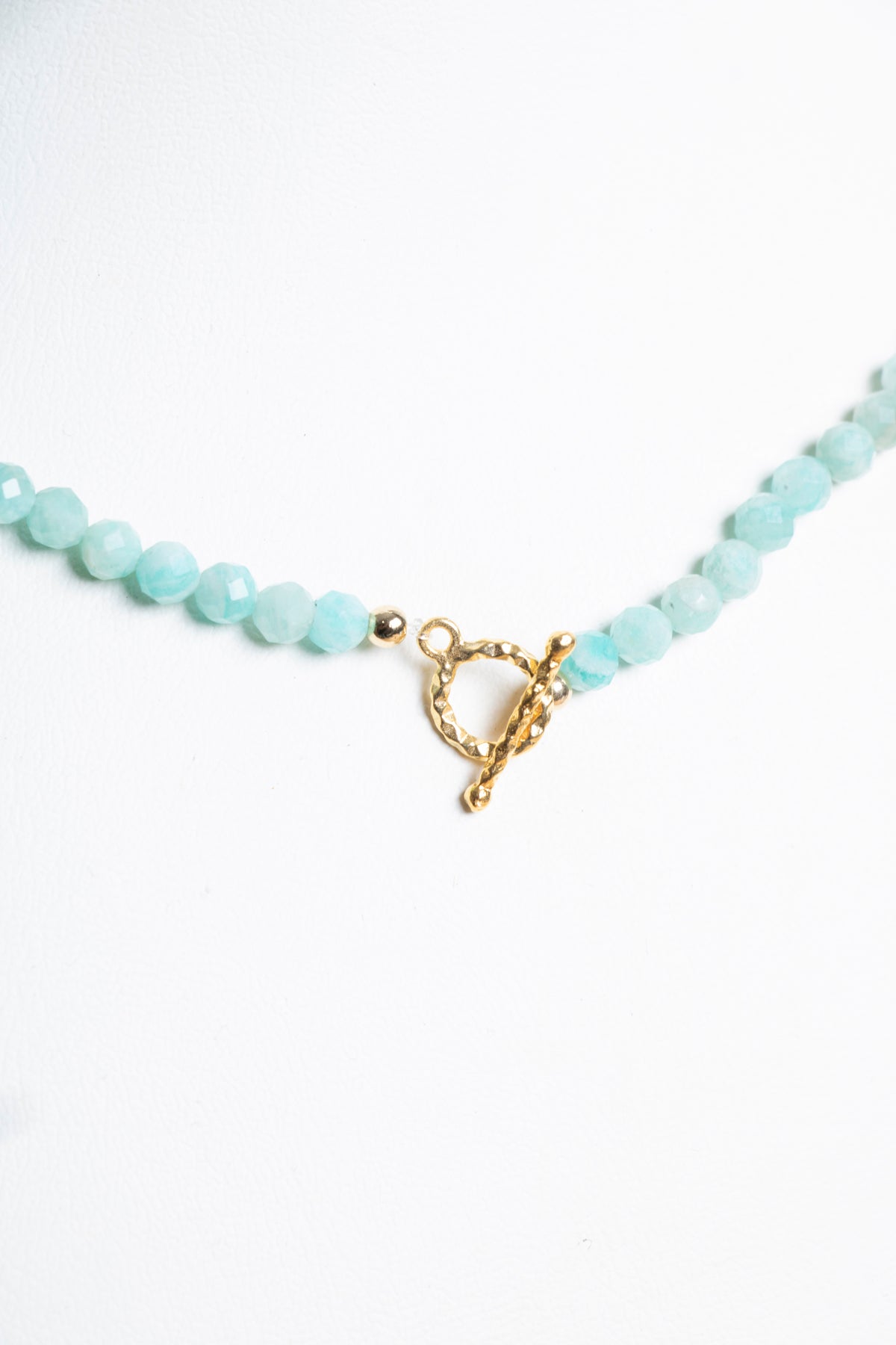 Sertifikalı Amazonit Fasetli Altın Kaplama Doğal Taş Kolye