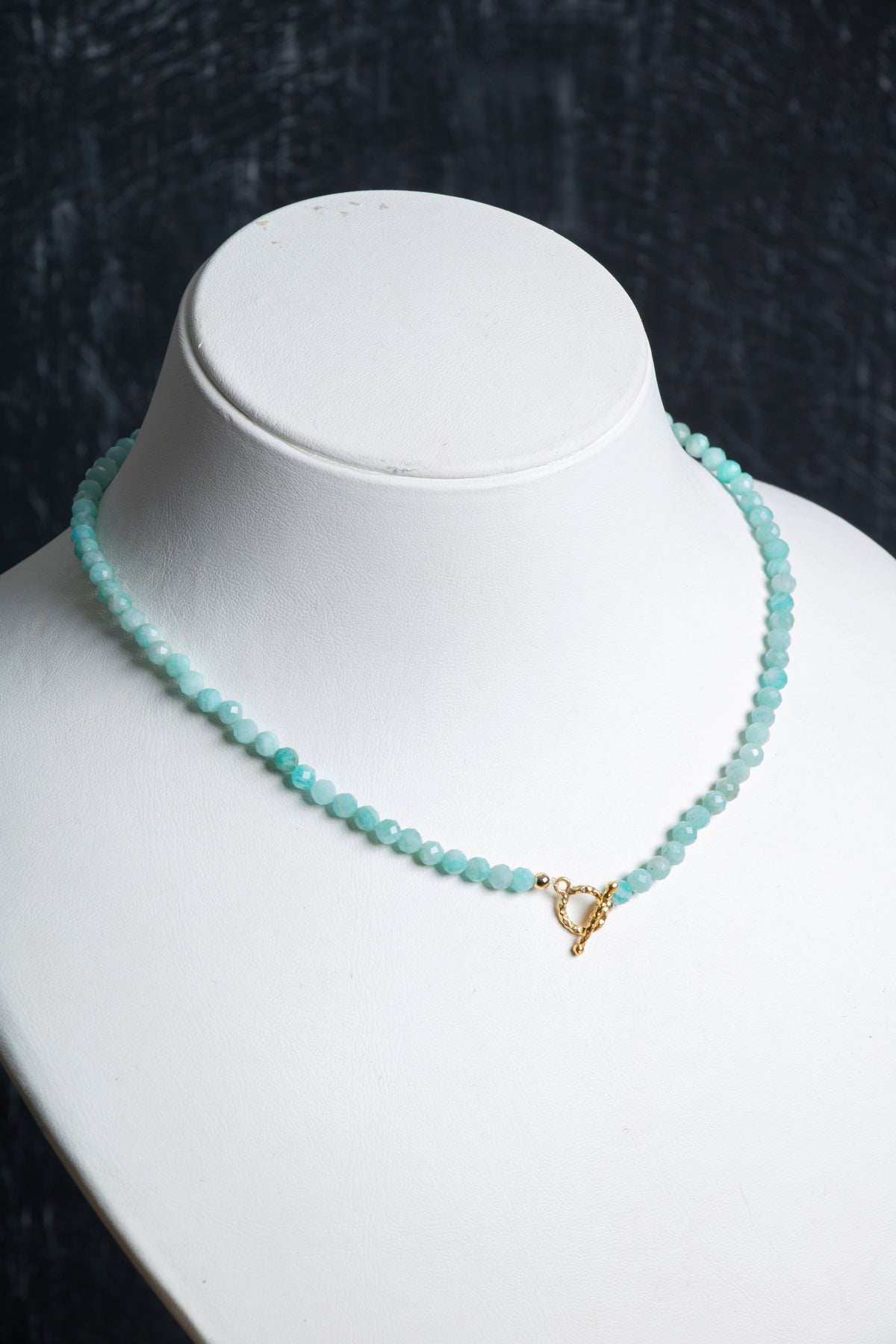 Sertifikalı Amazonit Fasetli Altın Kaplama Doğal Taş Kolye