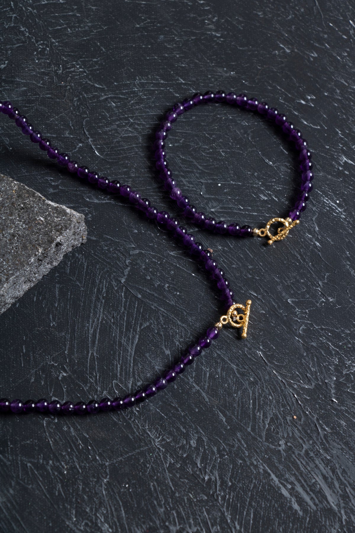 Sertifikalı Ametist Altın Kaplama Gümüş Aparat Doğal Taş Set