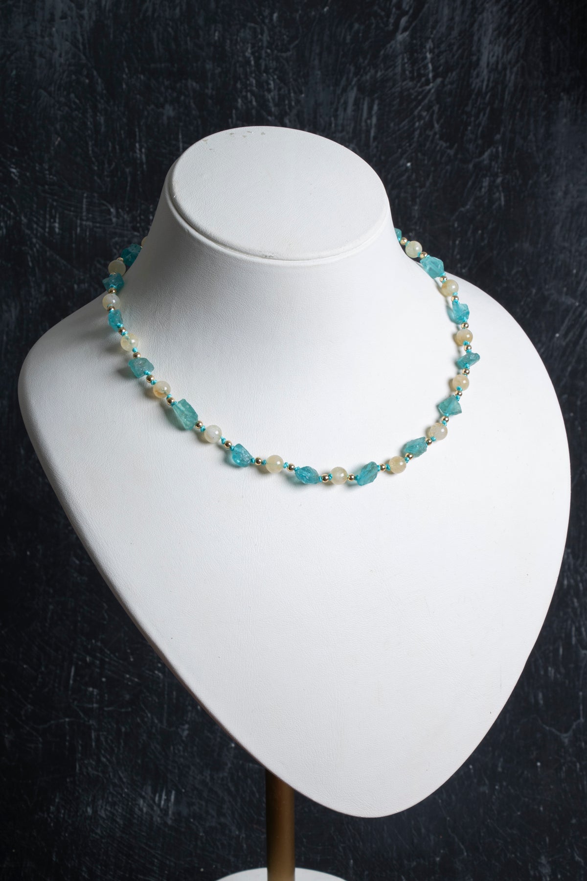 Sertifikalı Apatit, Sitrin Naturel Doğal Taş Makrome Kolye