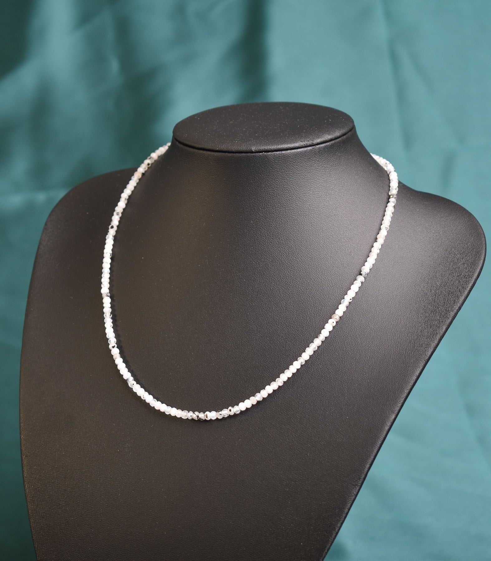 Laboratory Certified Moonstone Natural Stone Necklace & Bracelet Set 3–4 mm