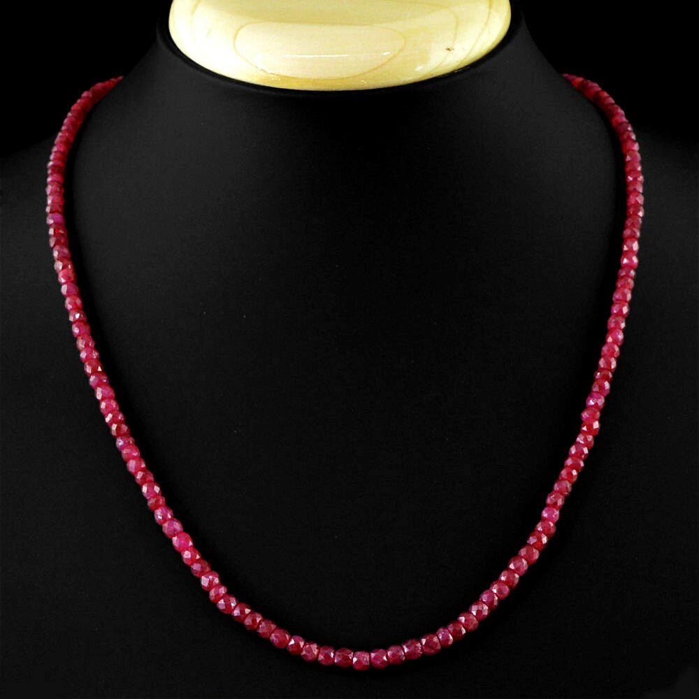 Laboratory Certified Natural Ruby Stone Necklace 3–4 mm