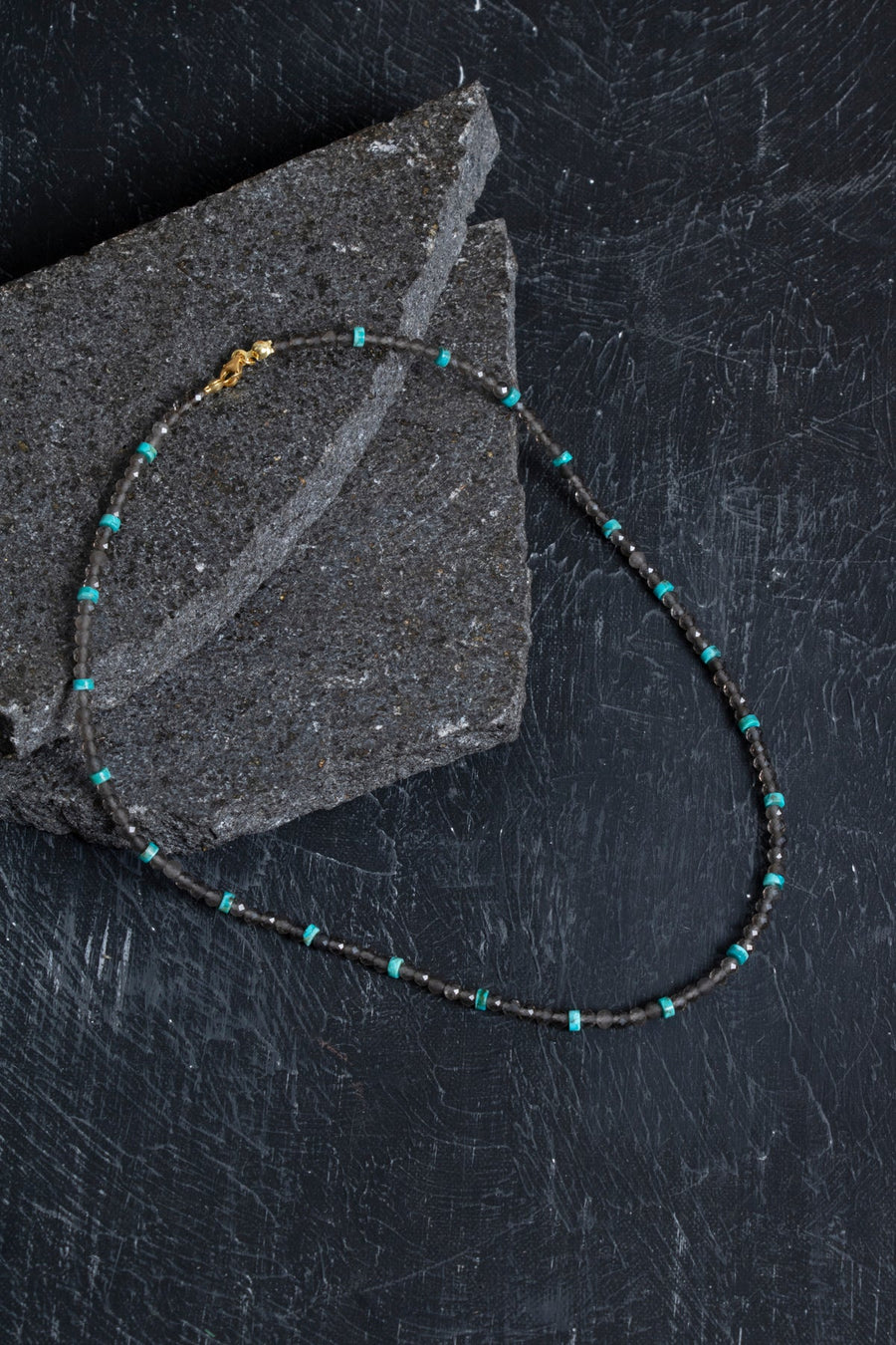 Laboratory Certified Smoky Quartz & Turquoise Natural Stone Necklace