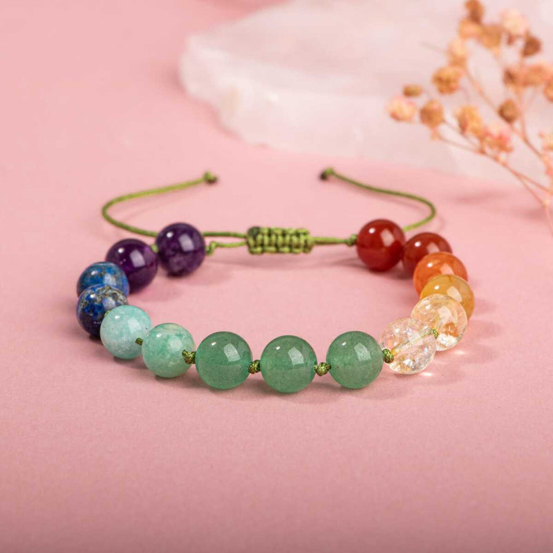 Laboratory Certified Citrine, Aventurine, Lapis Lazuli, Carnelian Agate & Jasper Natural Stone Braided Cord Bracelet – 8 mm