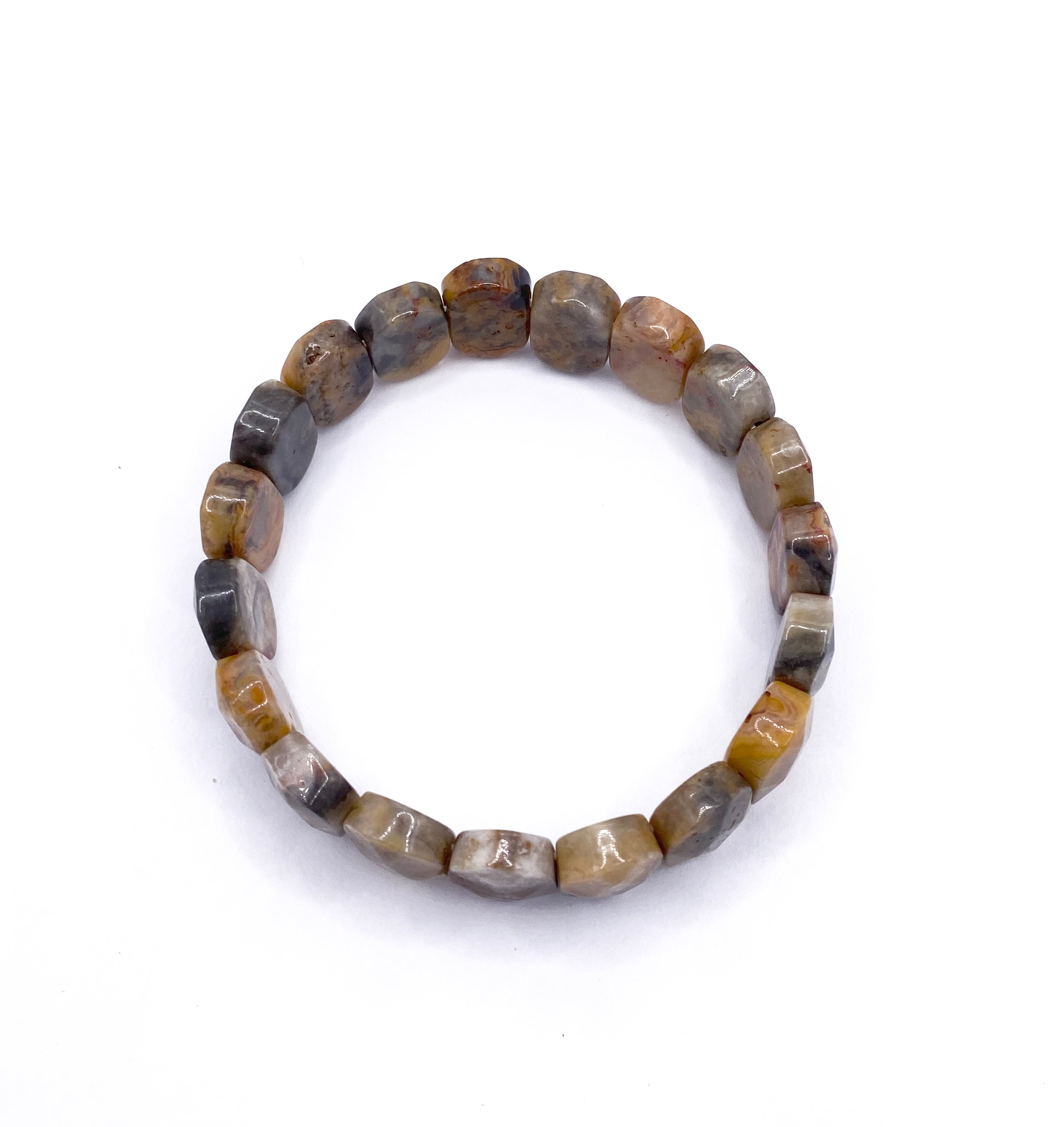 Certified Agate Wide Cut Natural Gemstone Bracelet