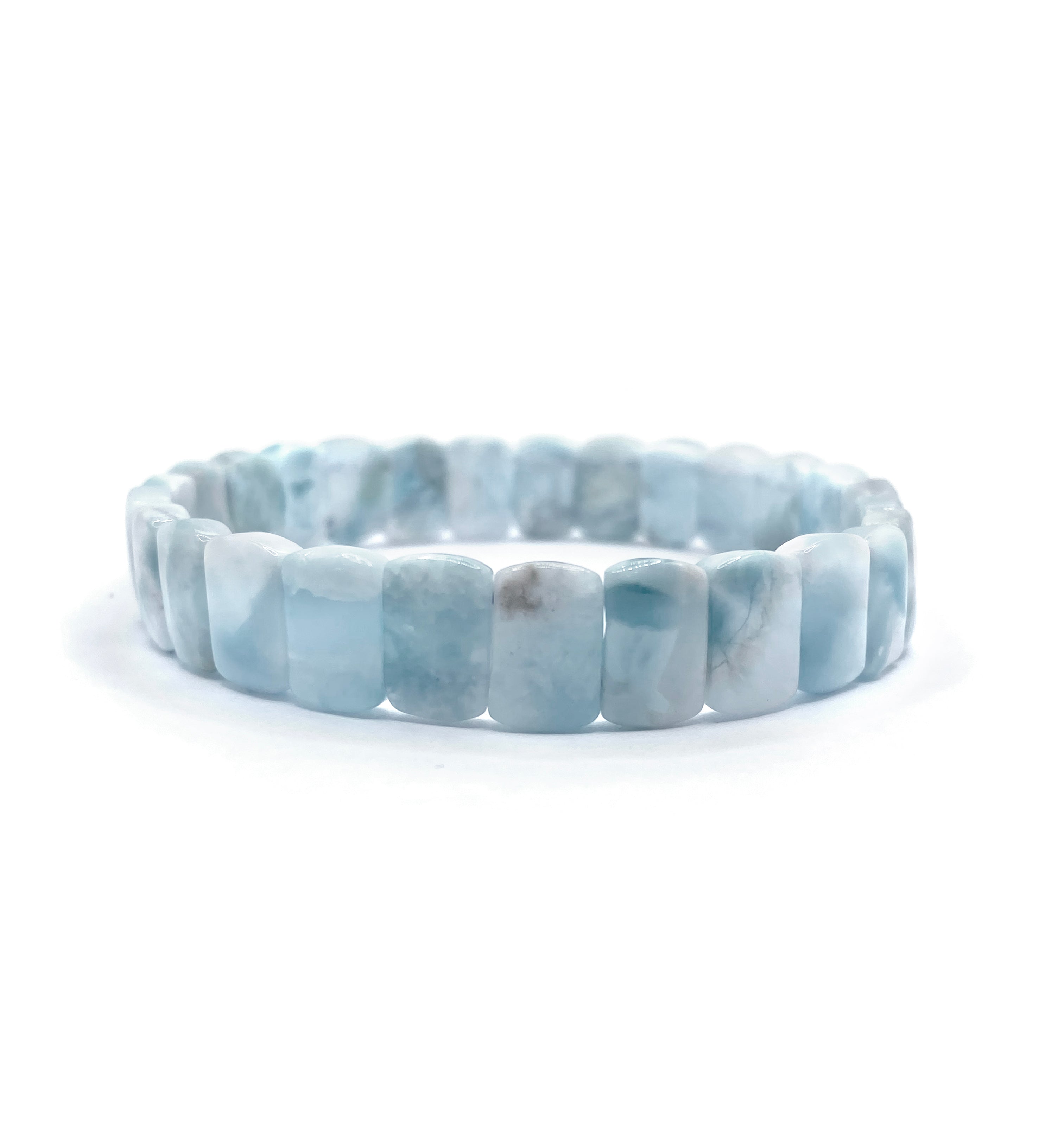 Certified Larimar Wide Cut Natural Gemstone Bracelet