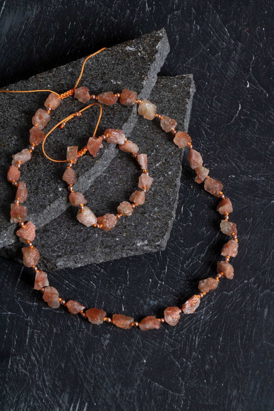 Laboratory Certified Ham Gunes Tasi Natural Stone Set – Necklace & Bracelet Set, Unisex Simple Design