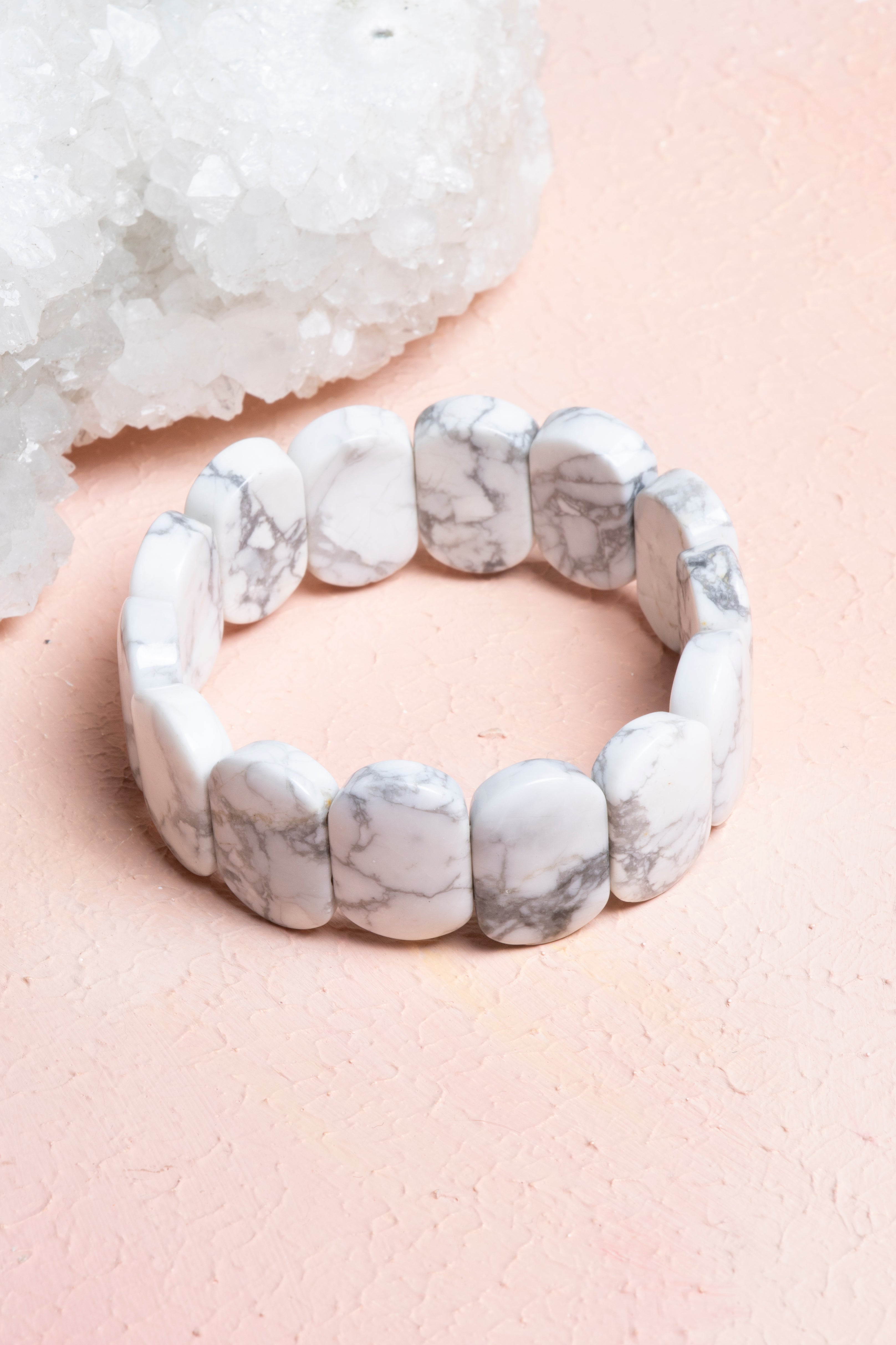 Certified Howlite Wide Cut Special Cut Natural Gemstone Bracelet