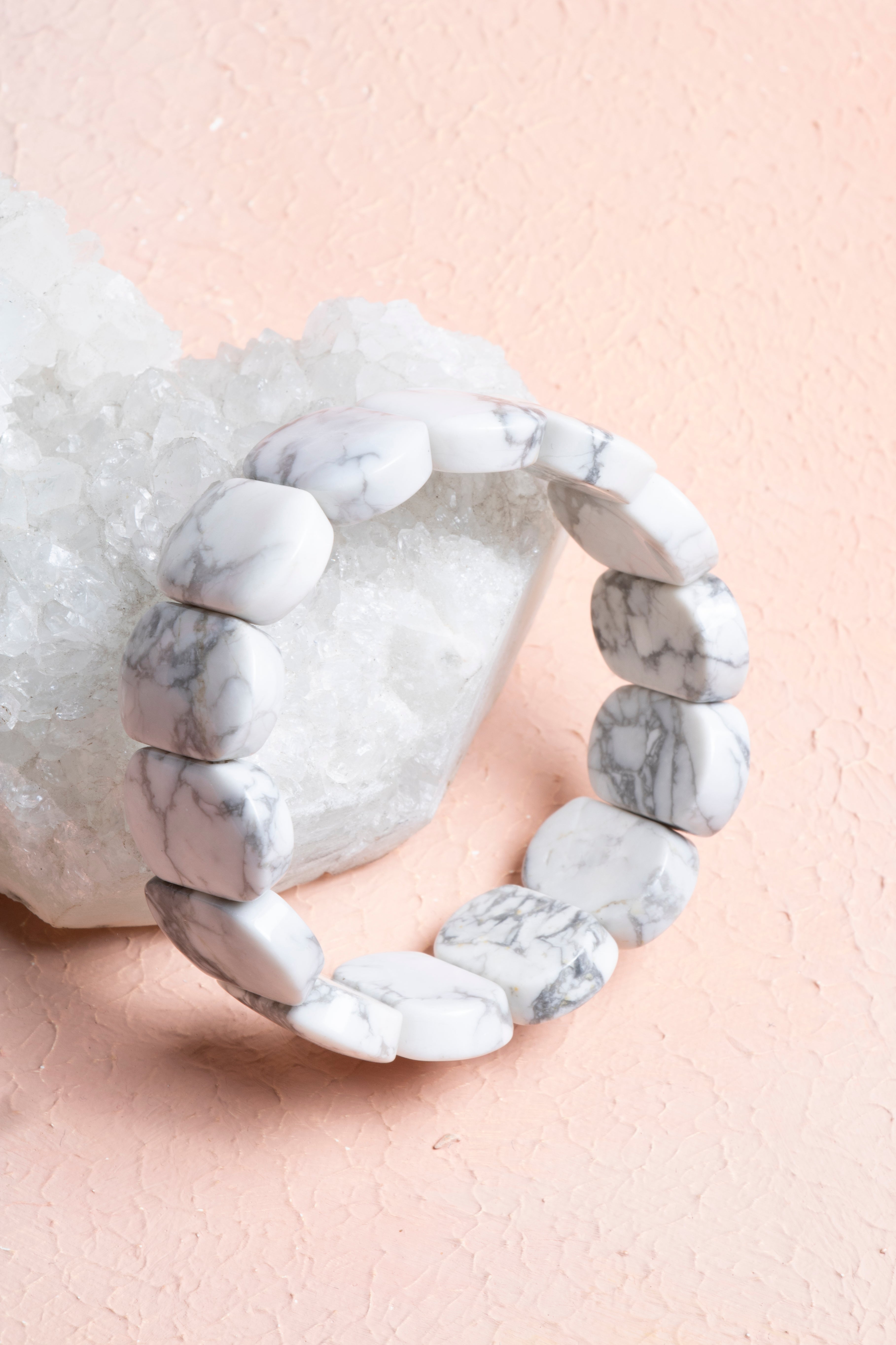 Certified Howlite Wide Cut Special Cut Natural Gemstone Bracelet