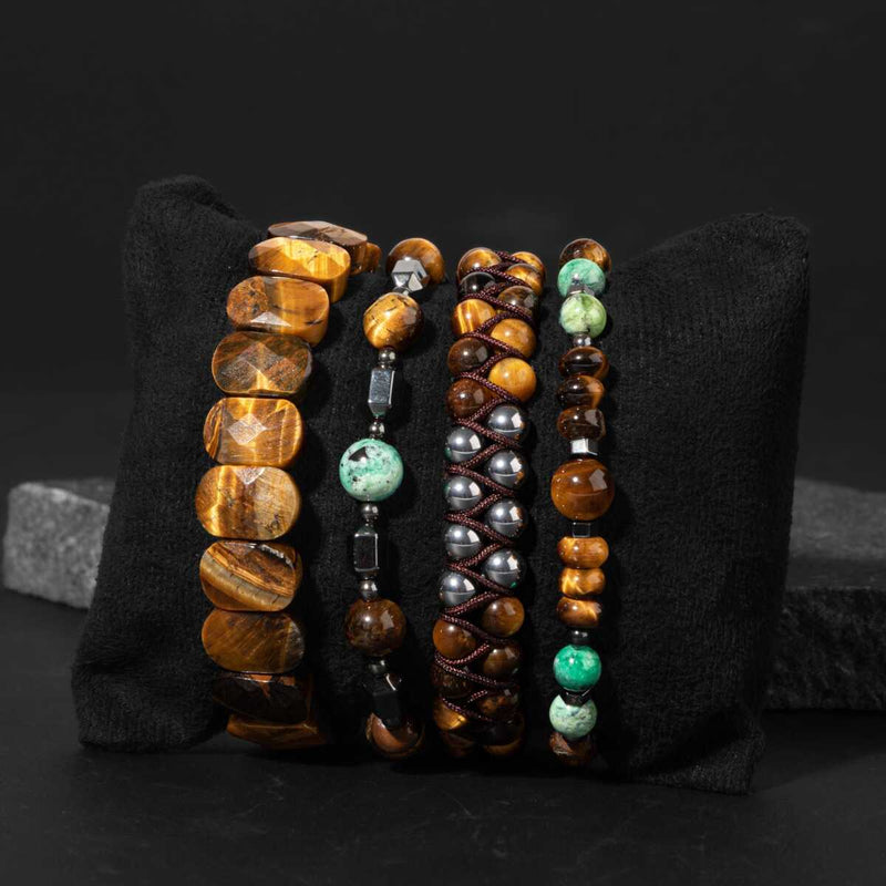 Laboratory Certified Natural Stone Men’s Bracelet Set