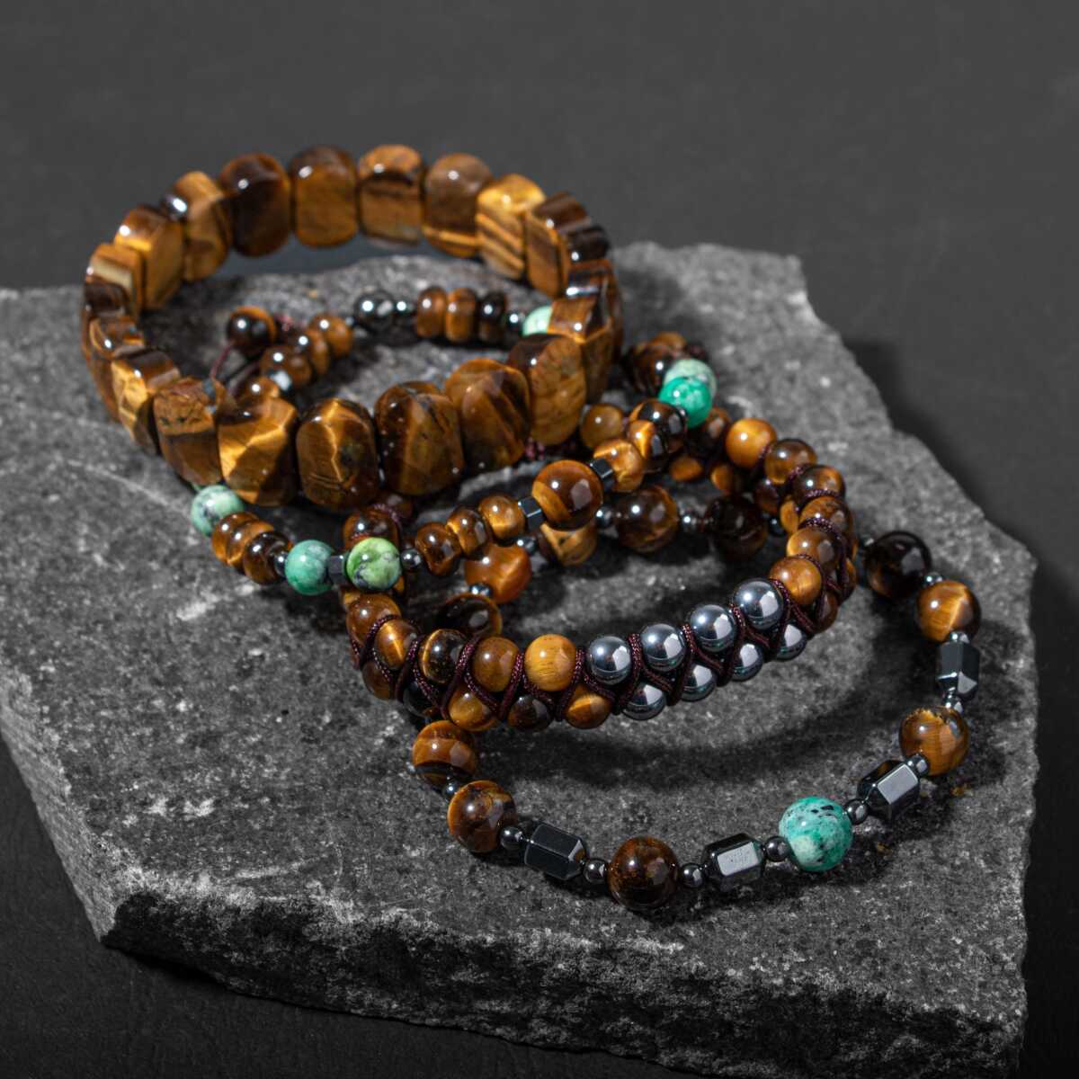 Laboratory Certified Natural Stone Men’s Bracelet Set