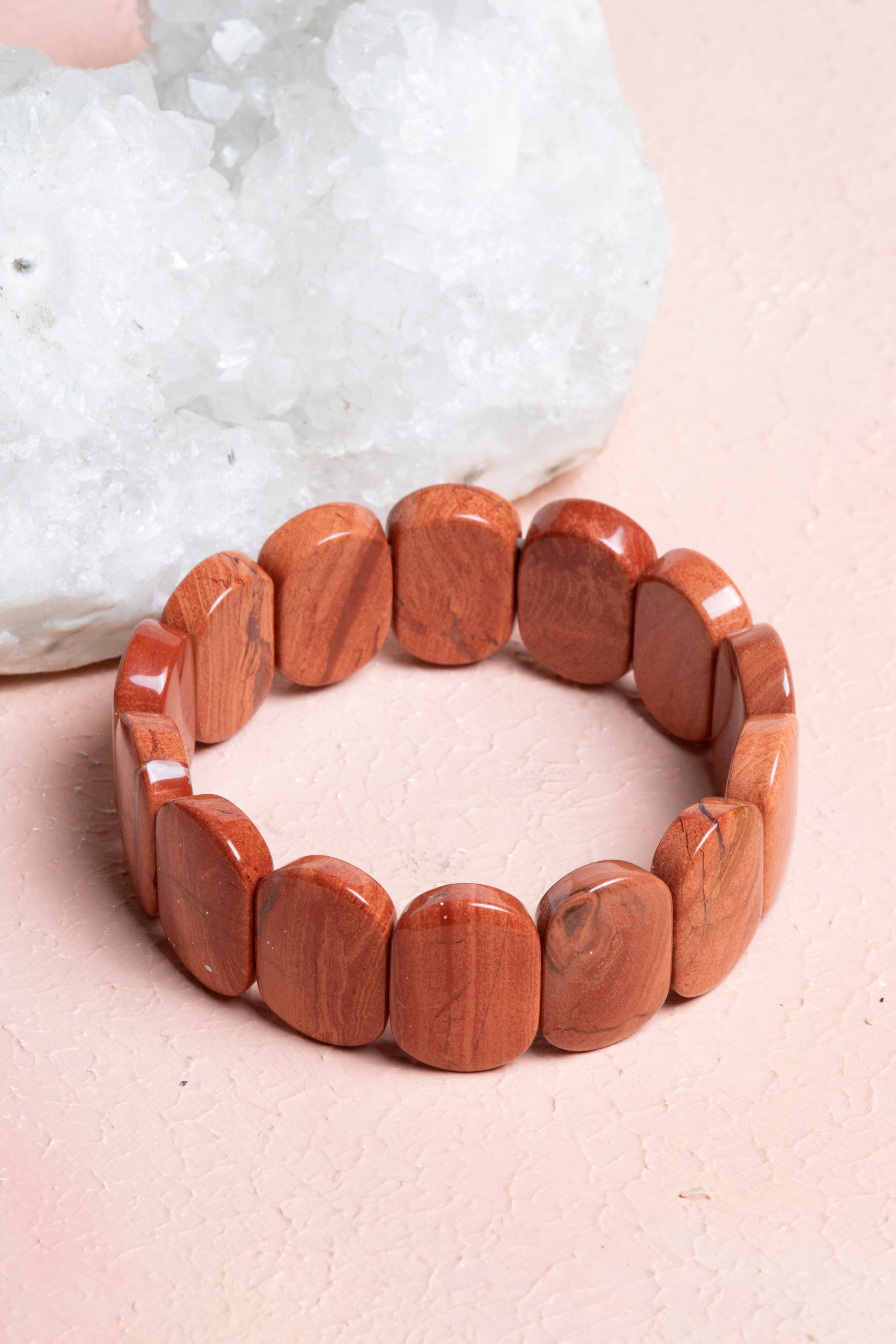 Certified Jasper Wide Cut Special Cut Natural Gemstone Bracelet