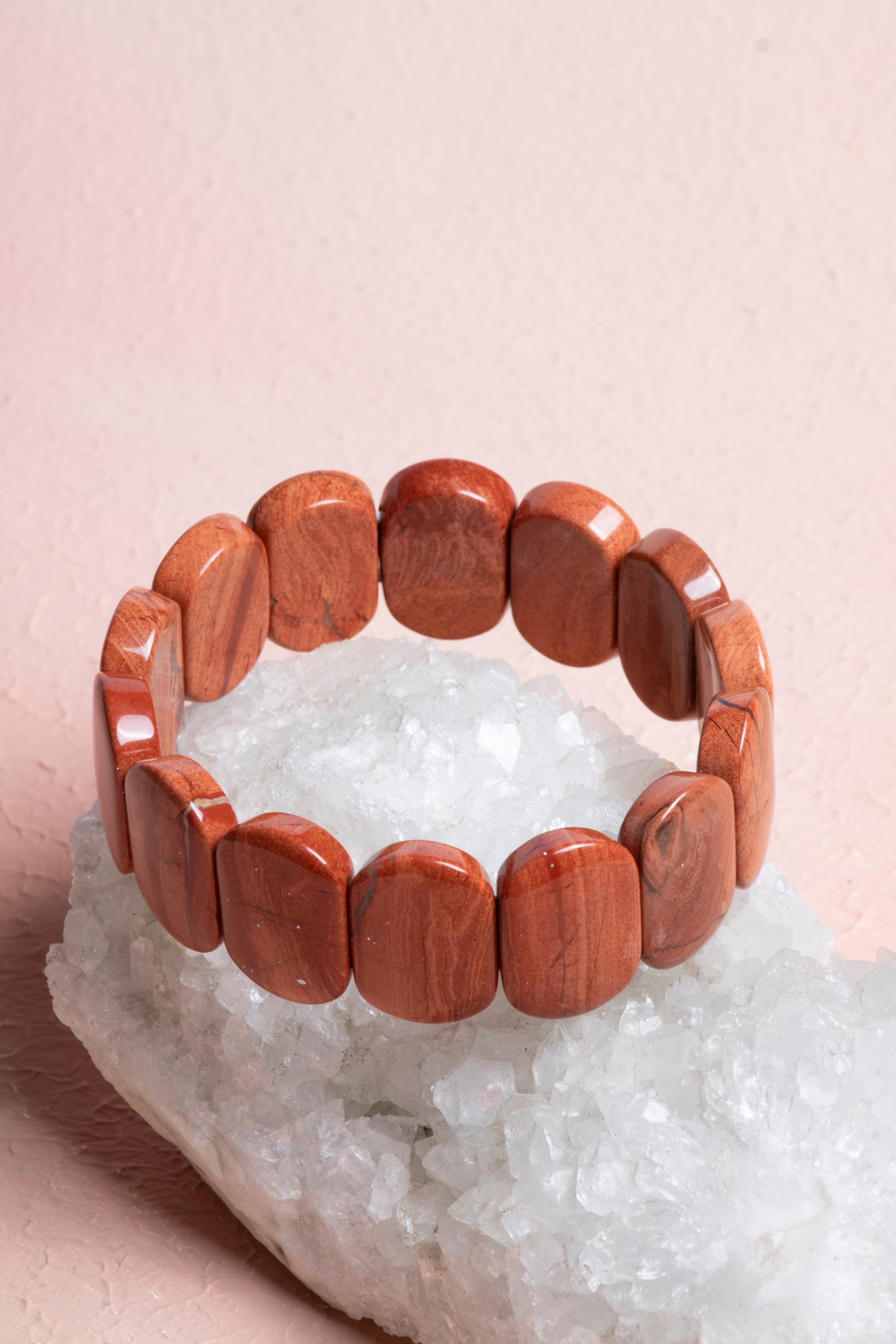 Certified Jasper Wide Cut Special Cut Natural Gemstone Bracelet