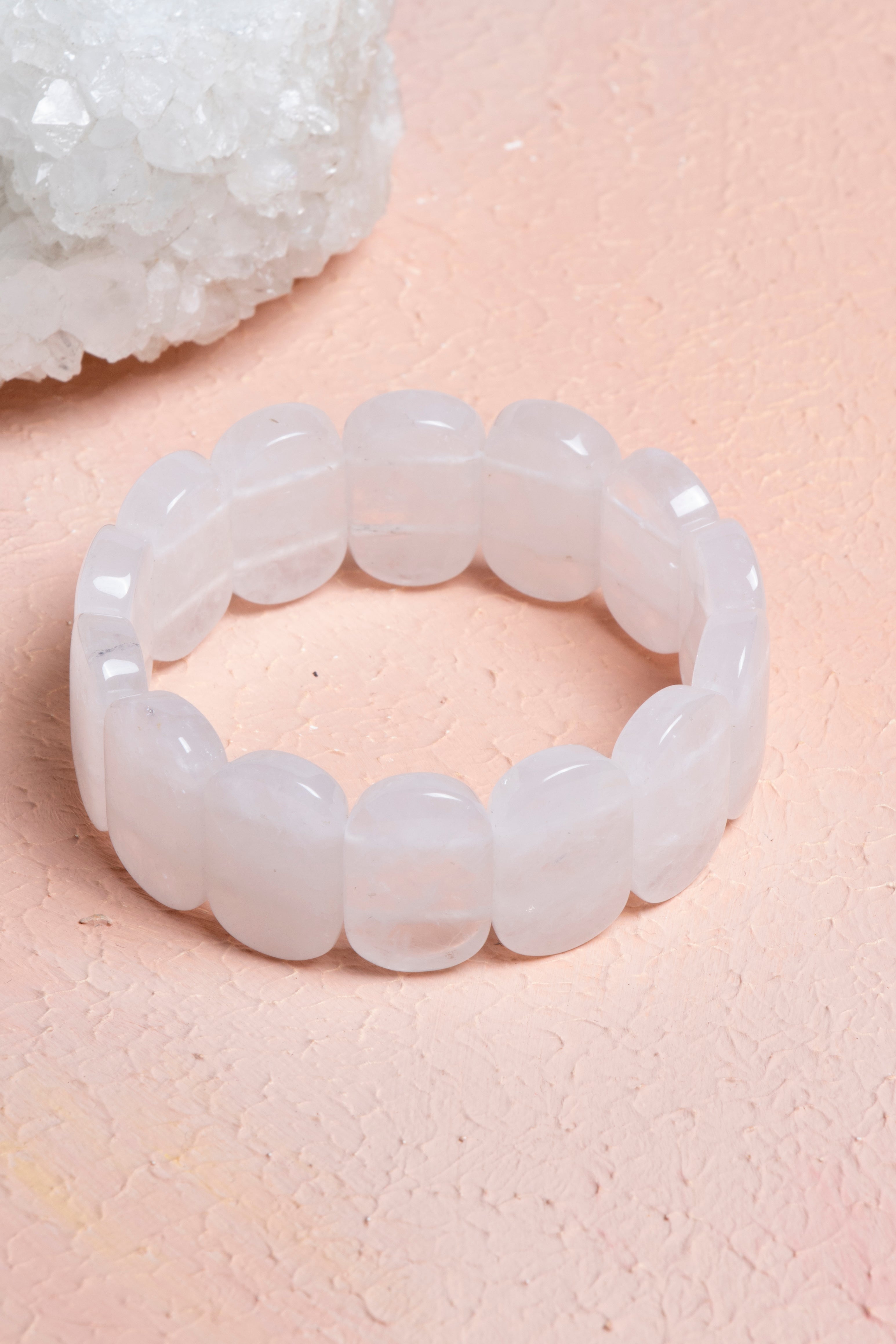 Certified Clear Quartz Wide Cut Special Cut Natural Gemstone Bracelet
