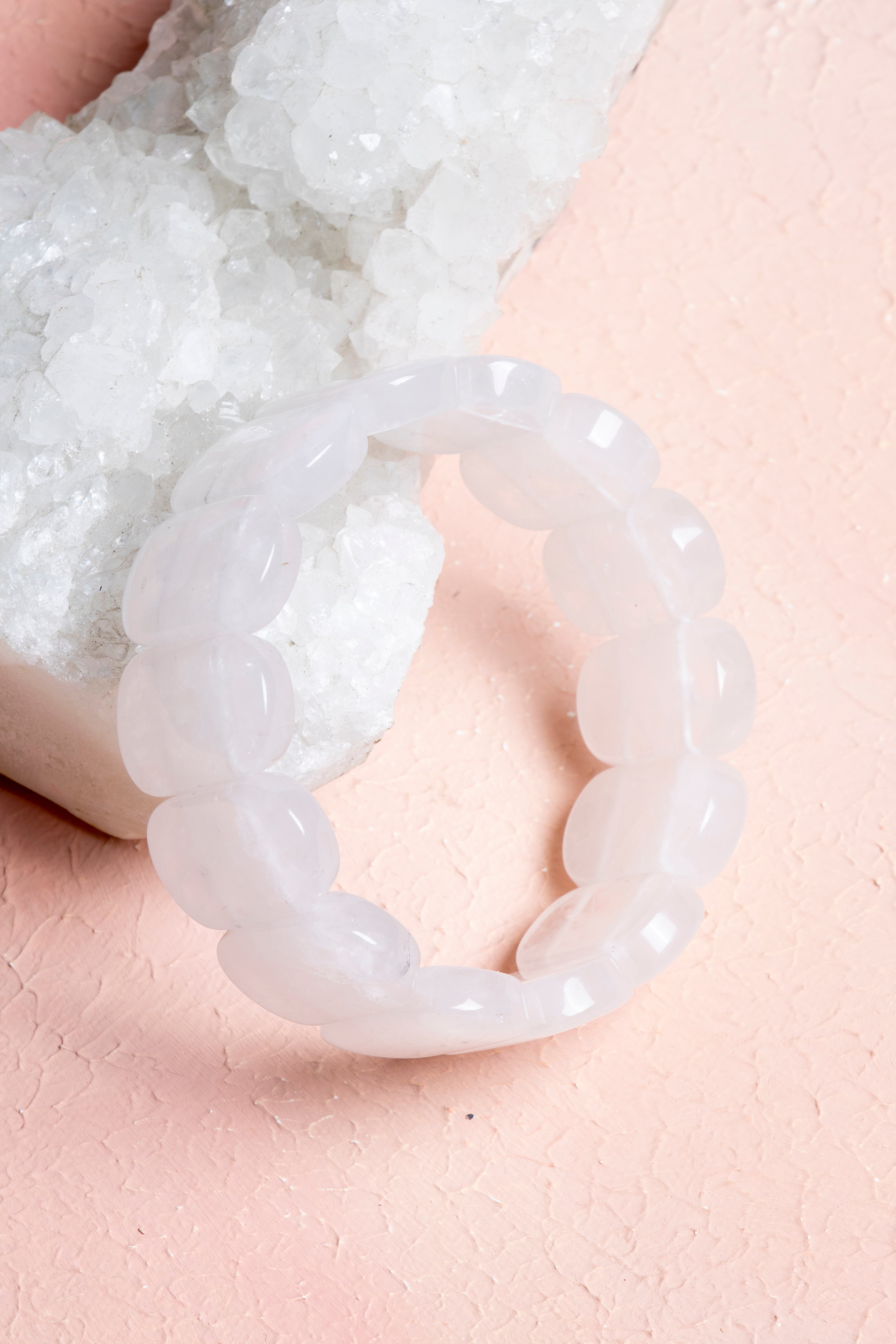 Certified Clear Quartz Wide Cut Special Cut Natural Gemstone Bracelet