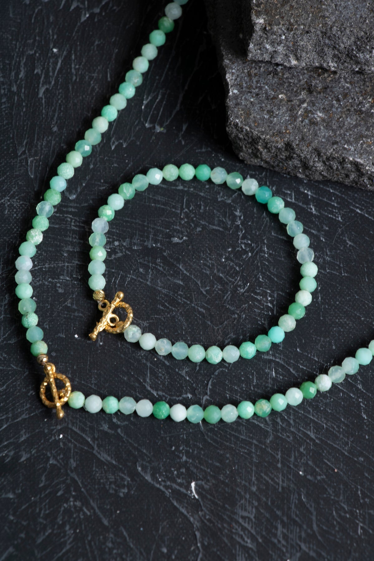 Sertifikalı Krizopras Altın Kaplama Gümüş Aparat Doğal Taş Set