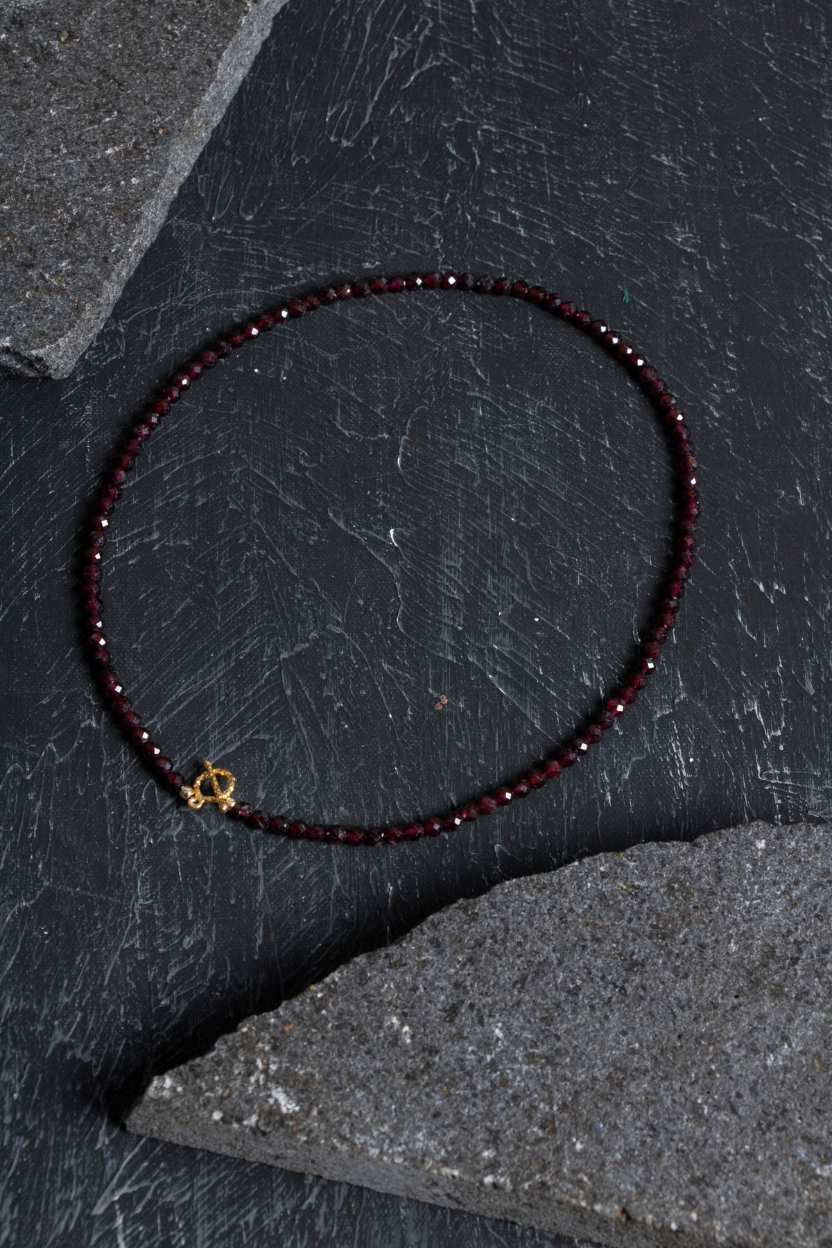 Sertifikalı Lal Granat Altın Kaplama Fasetli Doğal Taş Kolye