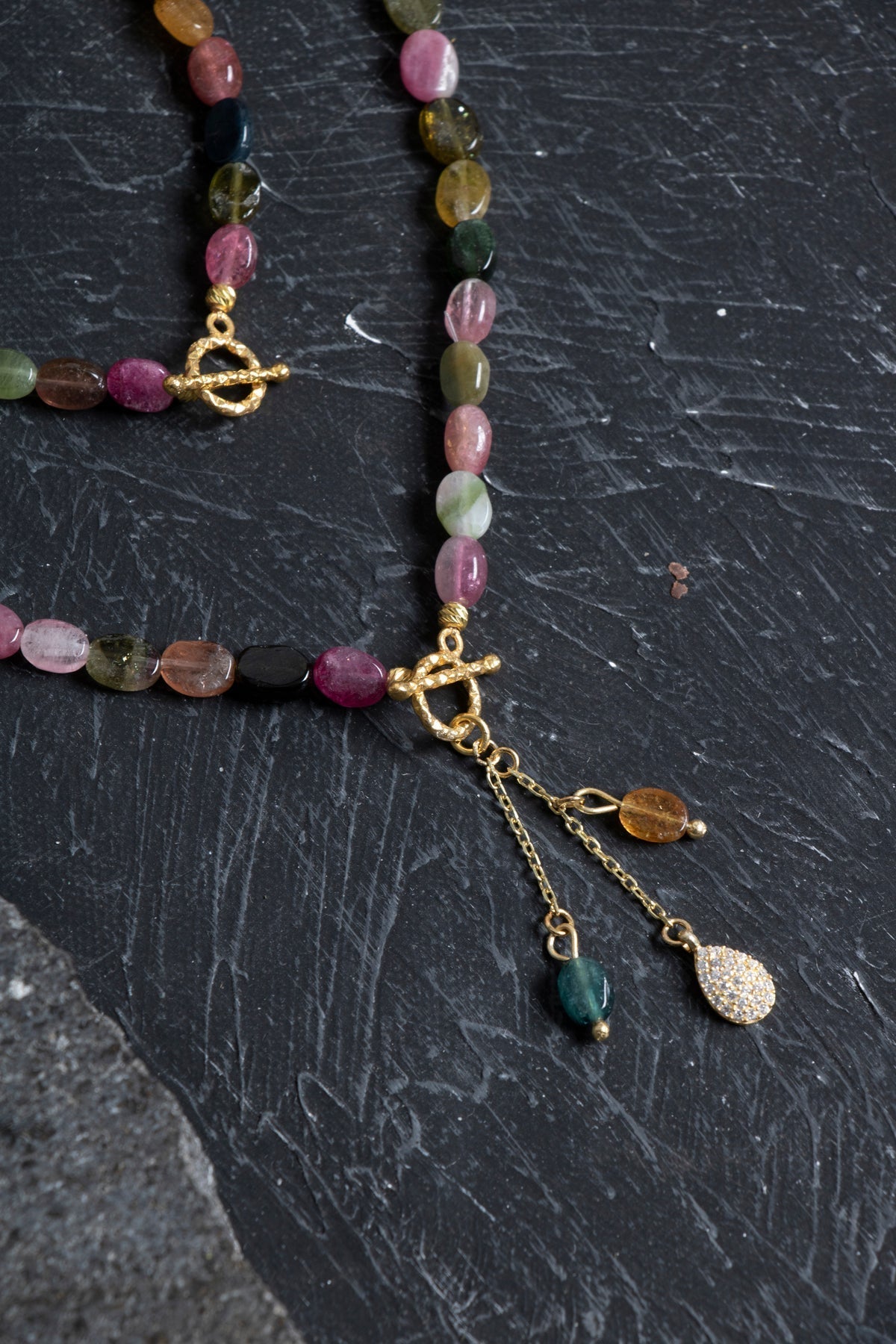 Sertifikalı Özel Kesim Turmalin Altın Kaplama Gümüş Aparat Doğal Taş Set