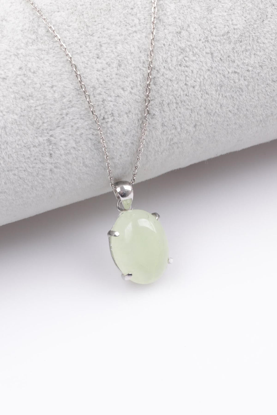 Laboratory Certified Prehnite Natural Stone 925 Sterling Silver Necklace