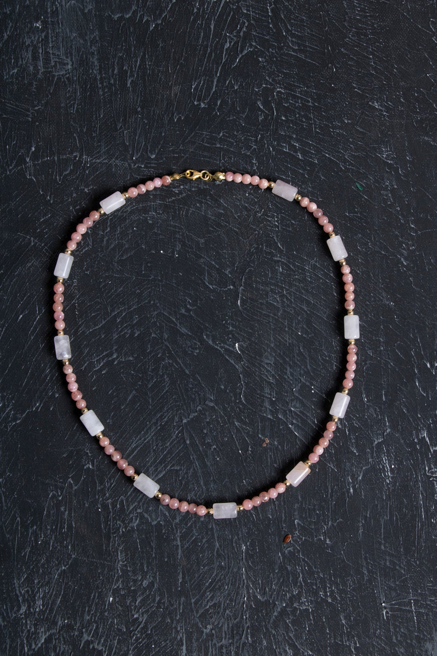 Laboratory Certified Rhodochrosite, Rose Quartz & Hematite Natural Stone Necklace (Unisex)