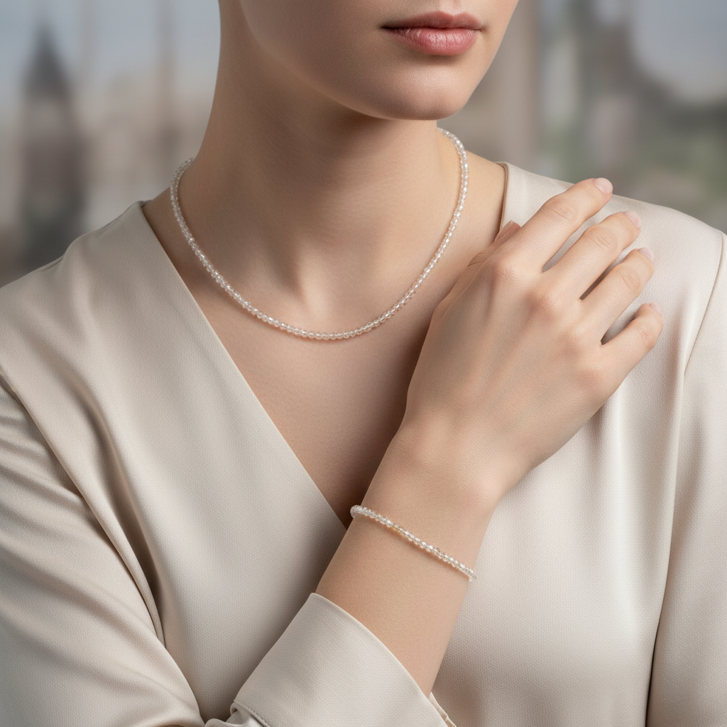 Laboratory Certified Citrine Natural Stone Necklace & Bracelet Set 3–4 mm