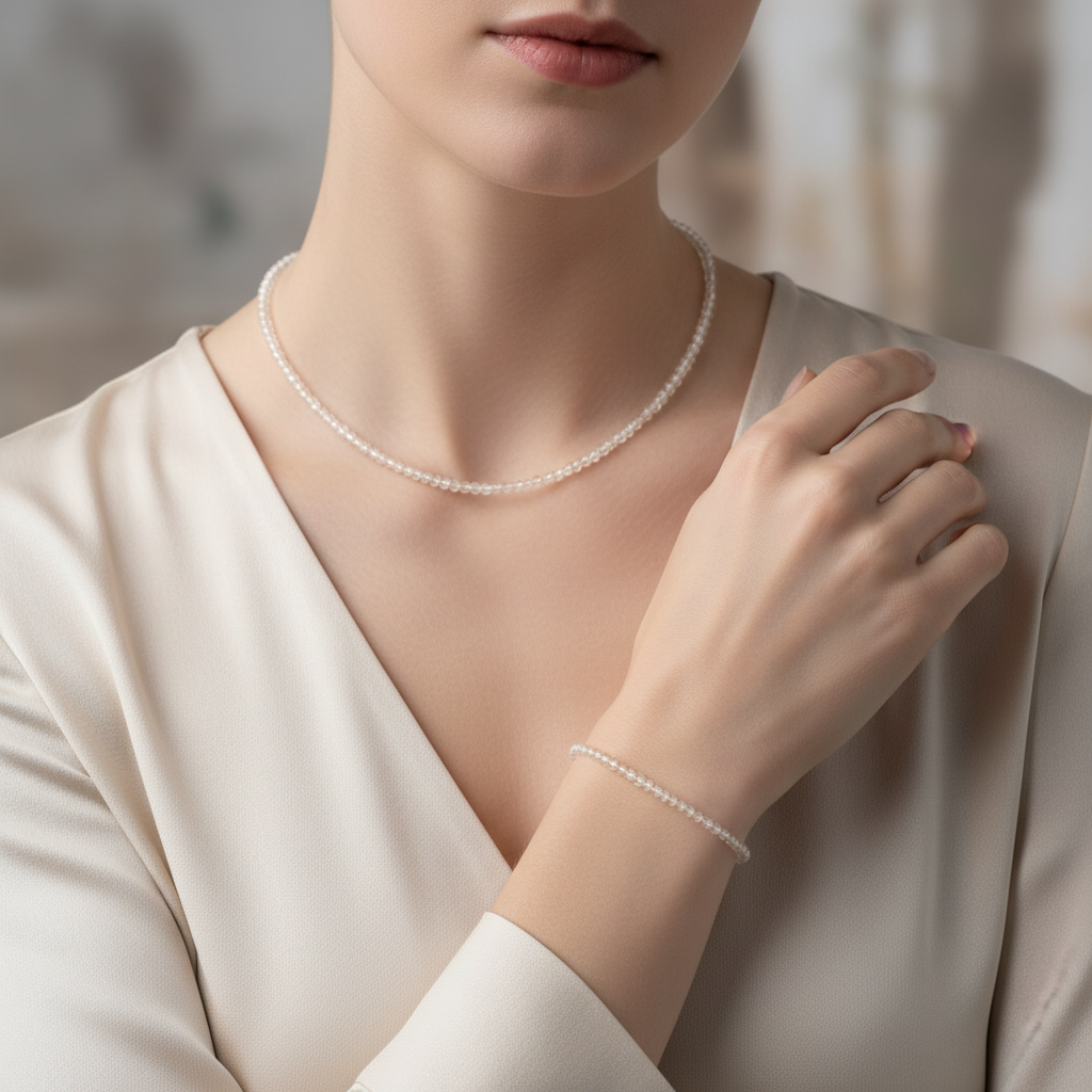 Laboratory Certified Citrine Natural Stone Necklace & Bracelet Set 3–4 mm