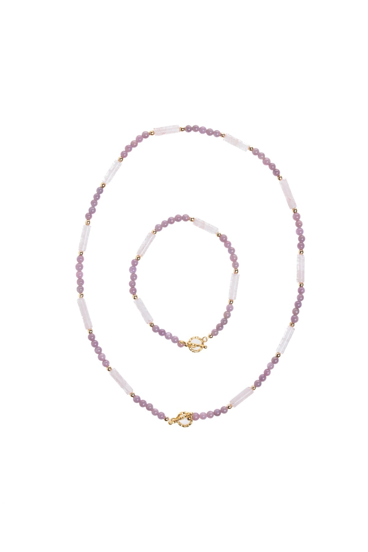 Sertifikalı Yakut, Pembe Kuvars Altın Kaplama Gümüş Kapama Set