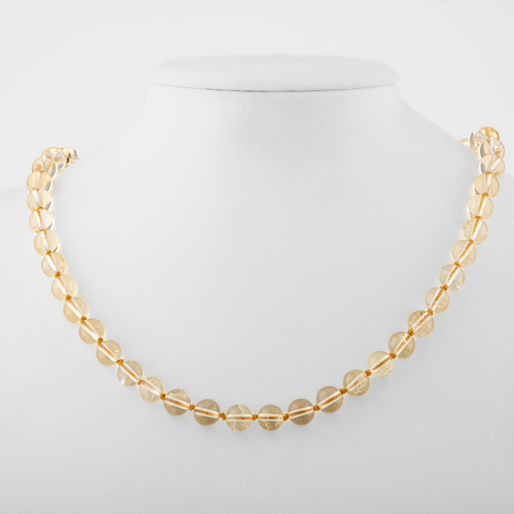 Laboratory Certified Citrine 8 mm Knotted Natural Stone Necklace