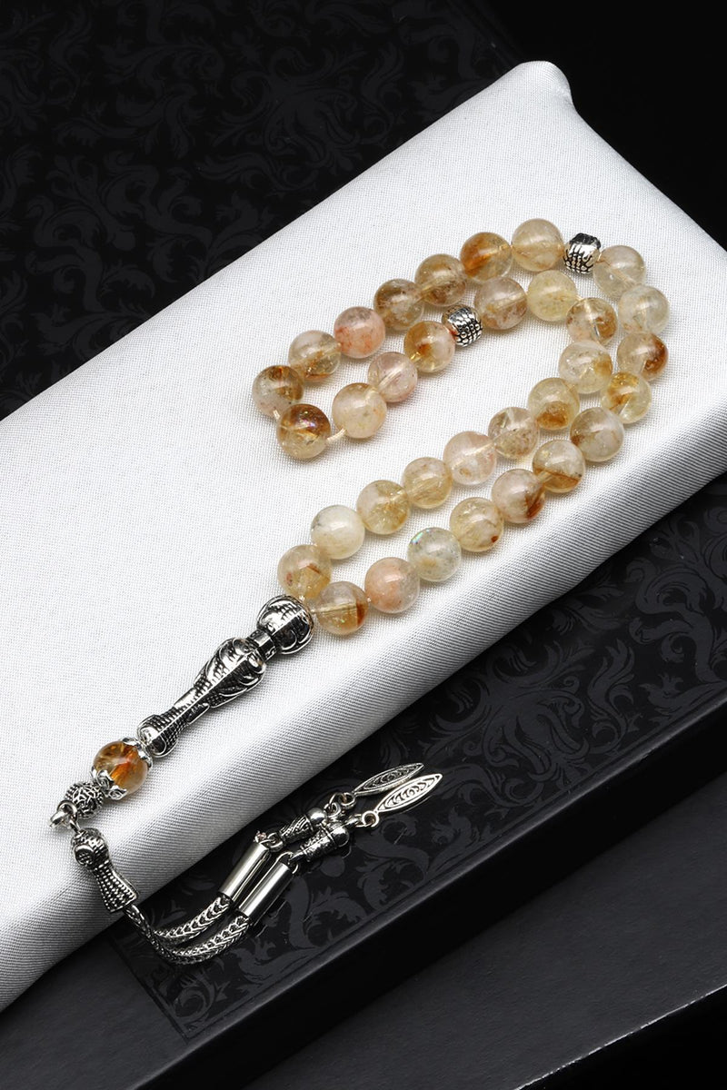Laboratory Certified Citrine Natural Gemstone Prayer Beads 8 mm