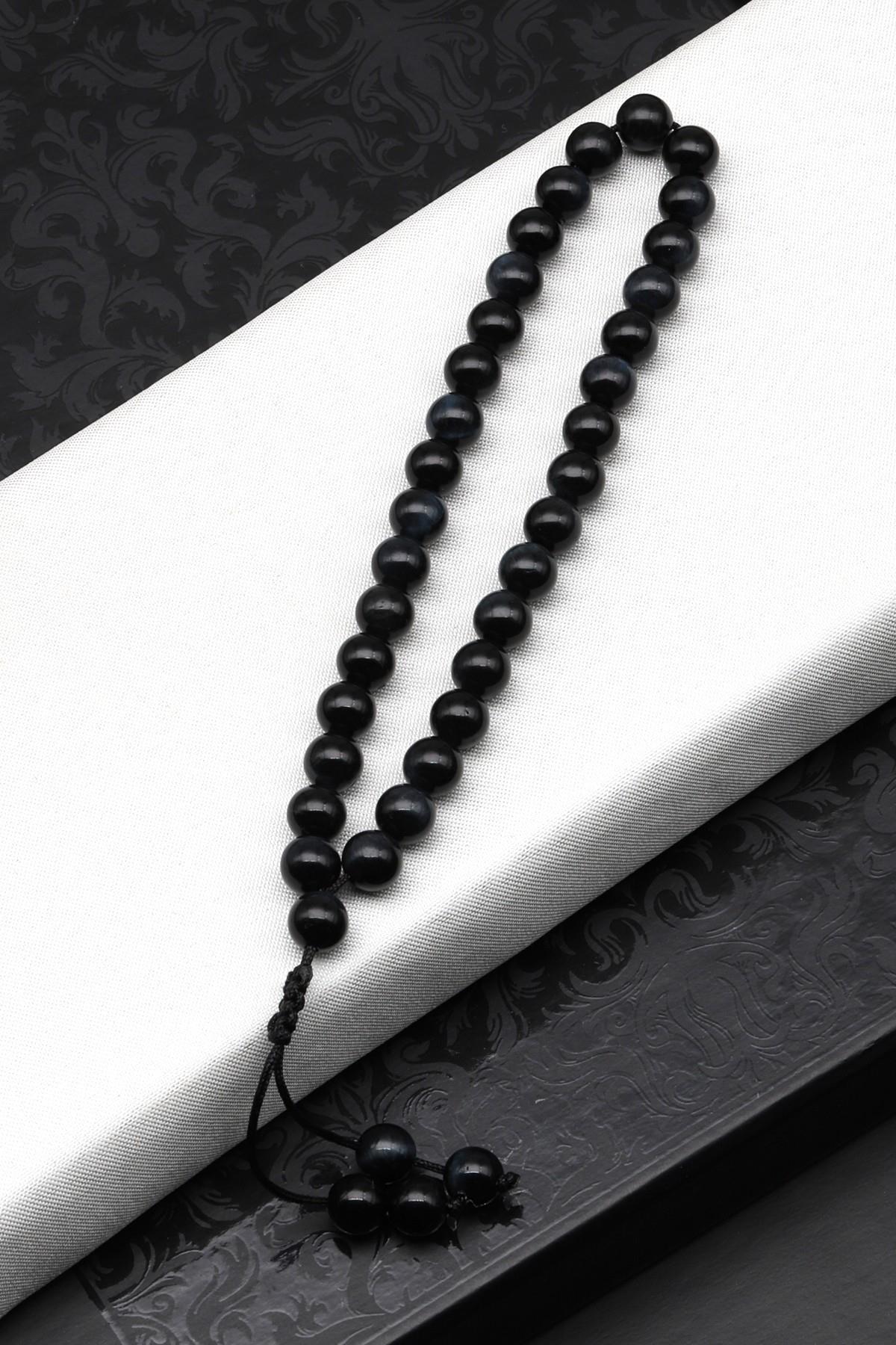 Laboratory Certified Black Tiger’s Eye Natural Stone Bracelet & Prayer Beads 6 mm