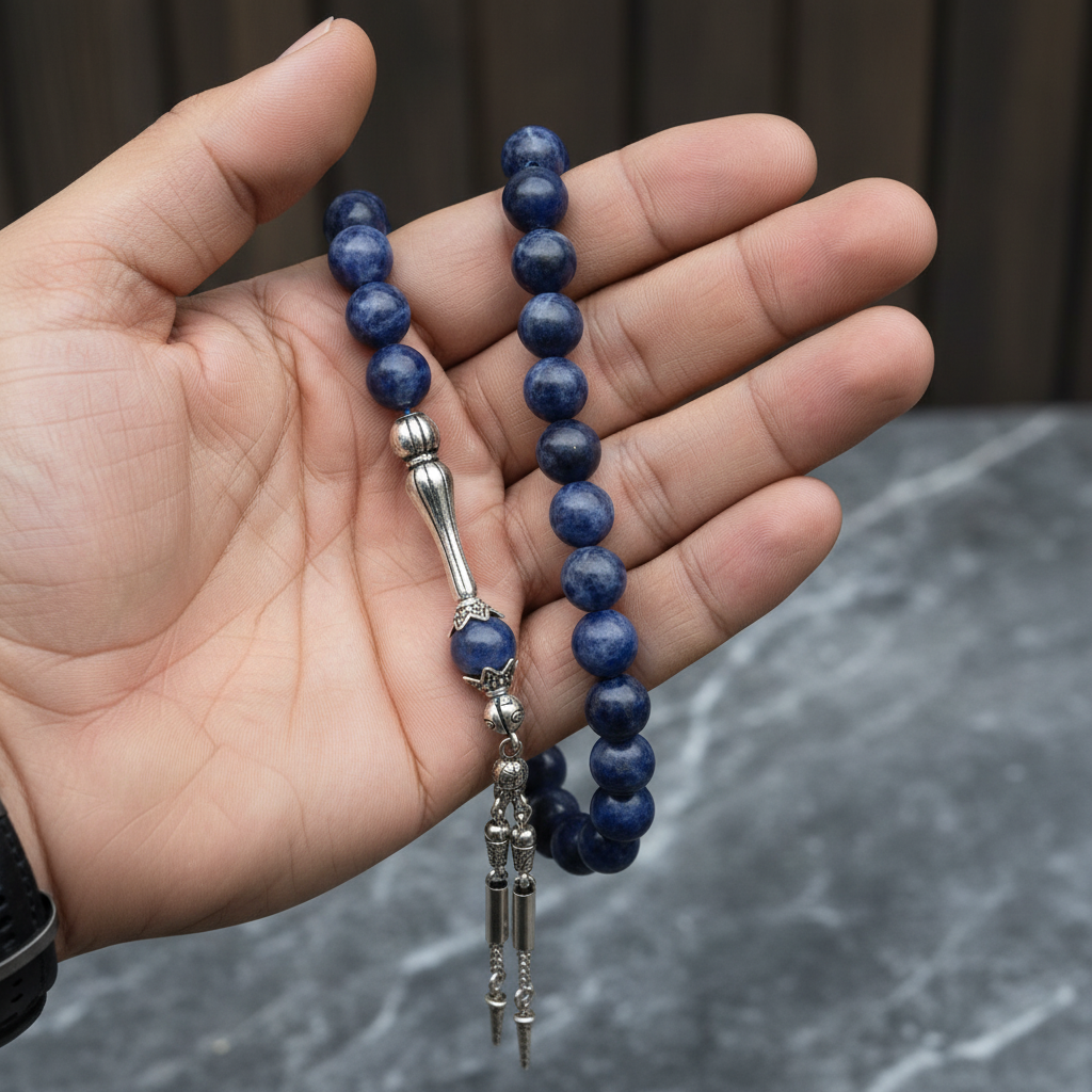 Laboratory Certified Sodalite Natural Gemstone Prayer Beads 10 mm