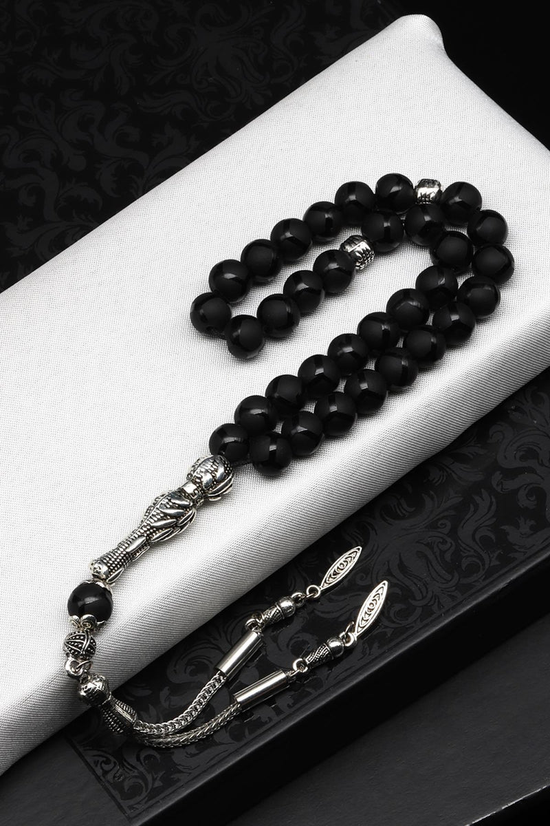 Laboratory Certified Top Desenli Obsidian Natural Gemstone Prayer Beads 8 mm