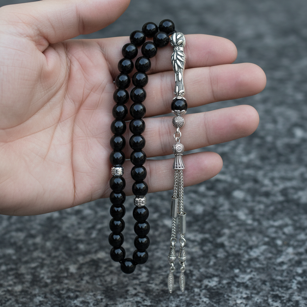 Laboratory Certified Top Desenli Obsidian Natural Gemstone Prayer Beads 8 mm