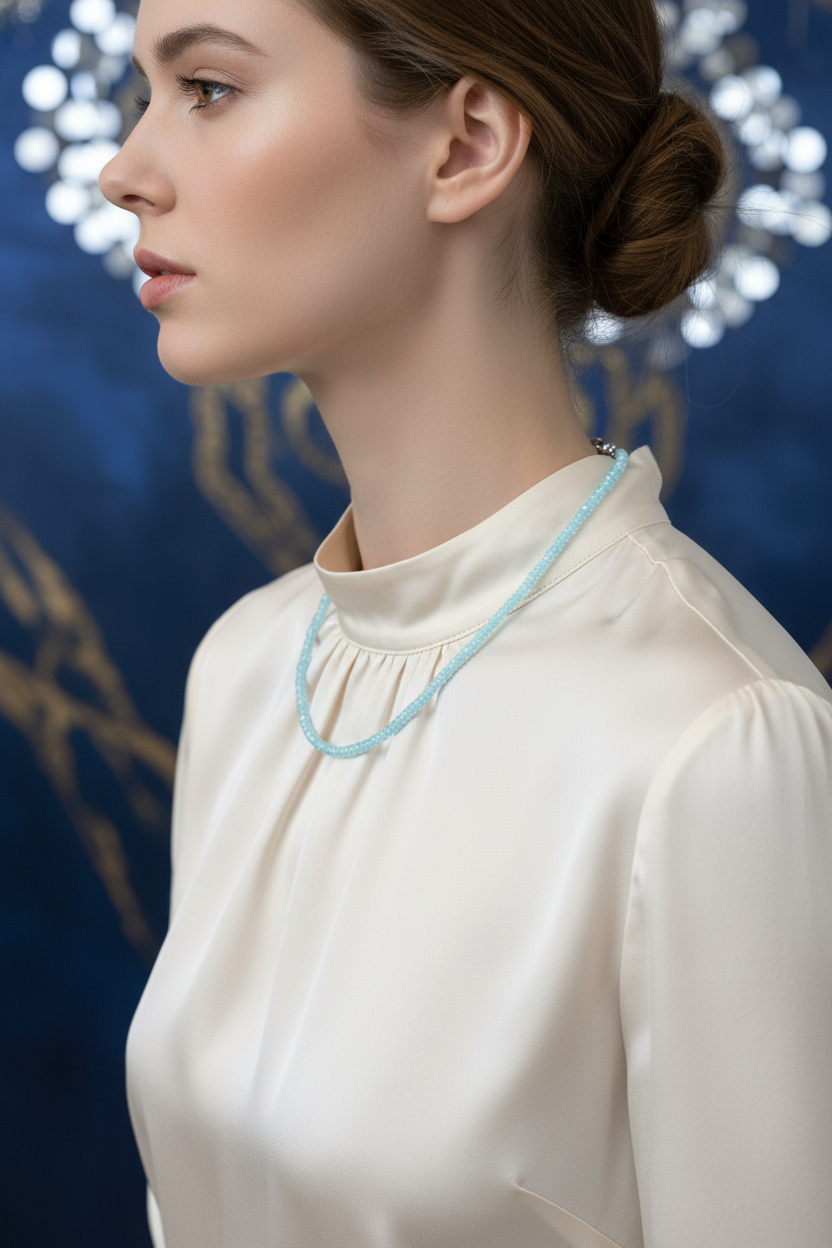 Laboratory Certified Topaz Natural Stone Necklace 3–4 mm with Rondelle Accents